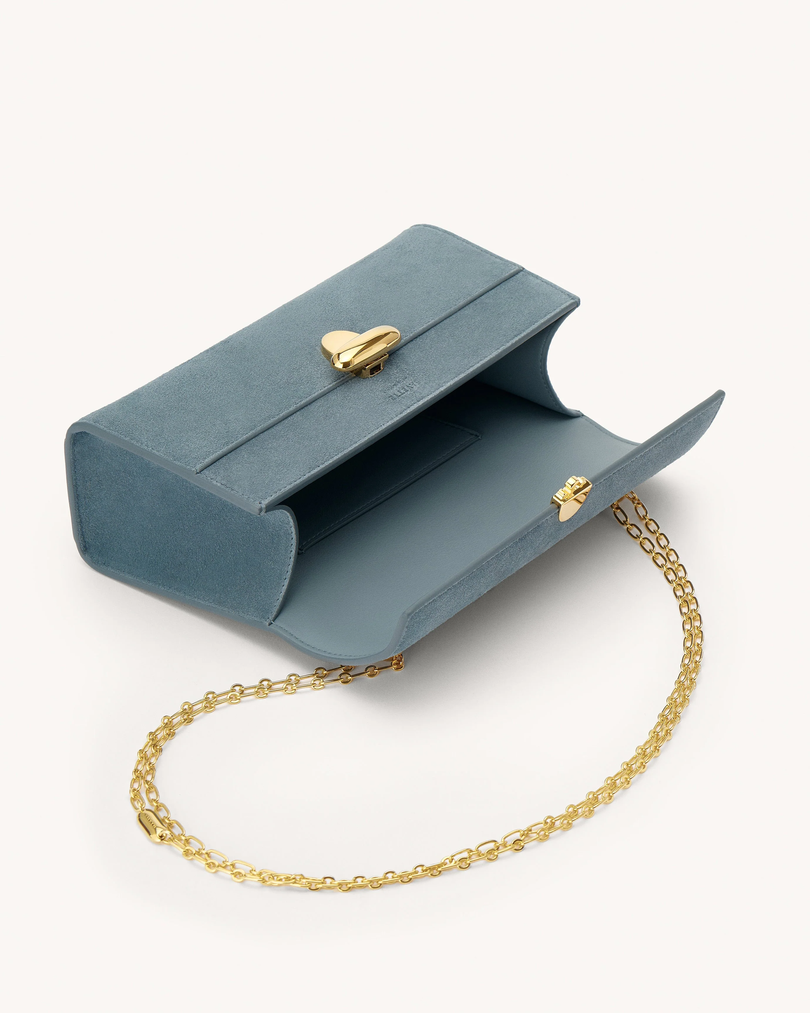 SAVETTE - Symmetry Chain Pochette in Denim Suede - Image 3