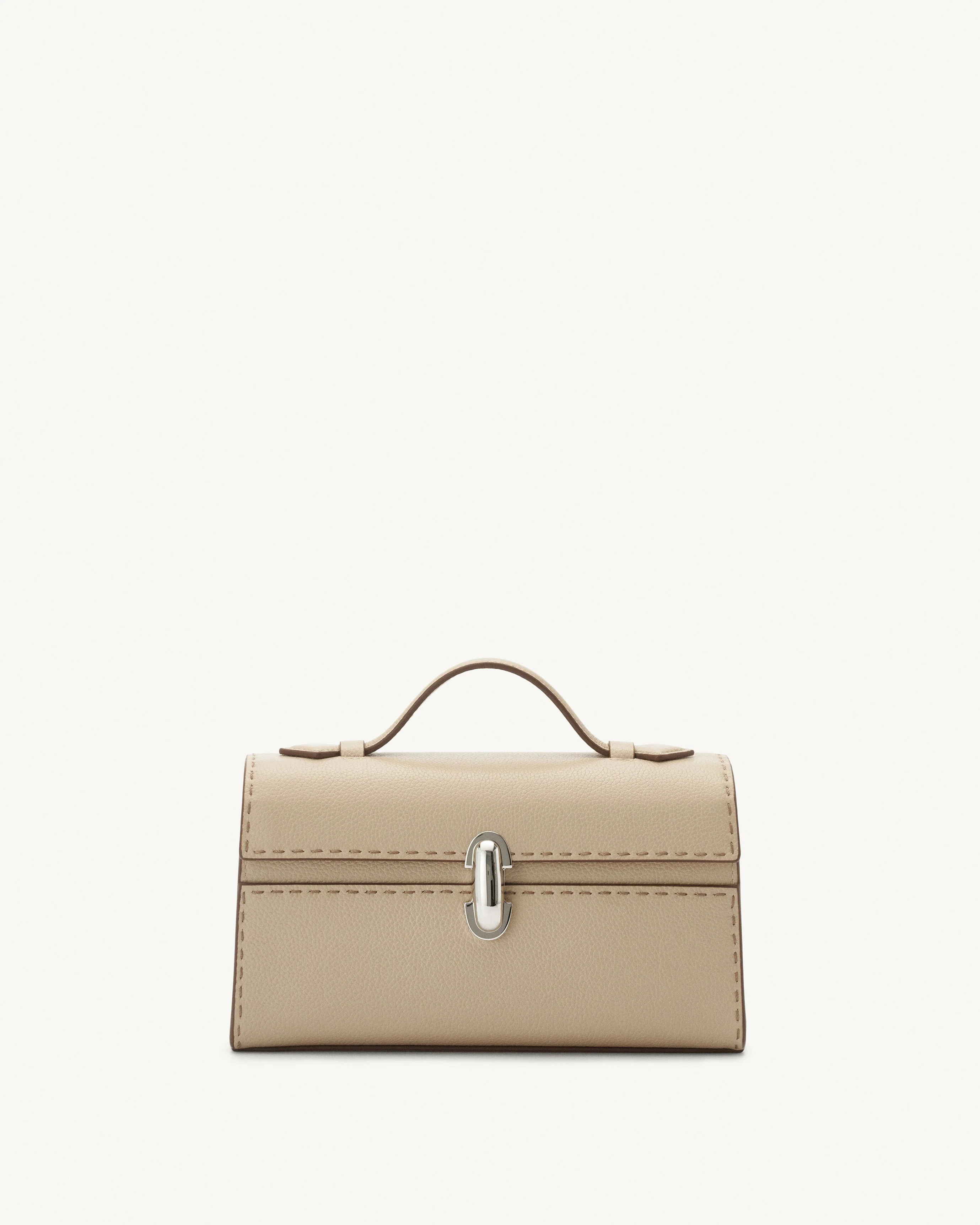 SAVETTE - Symmetry Pochette in Bone Grained Leather w/ Hand Stitch