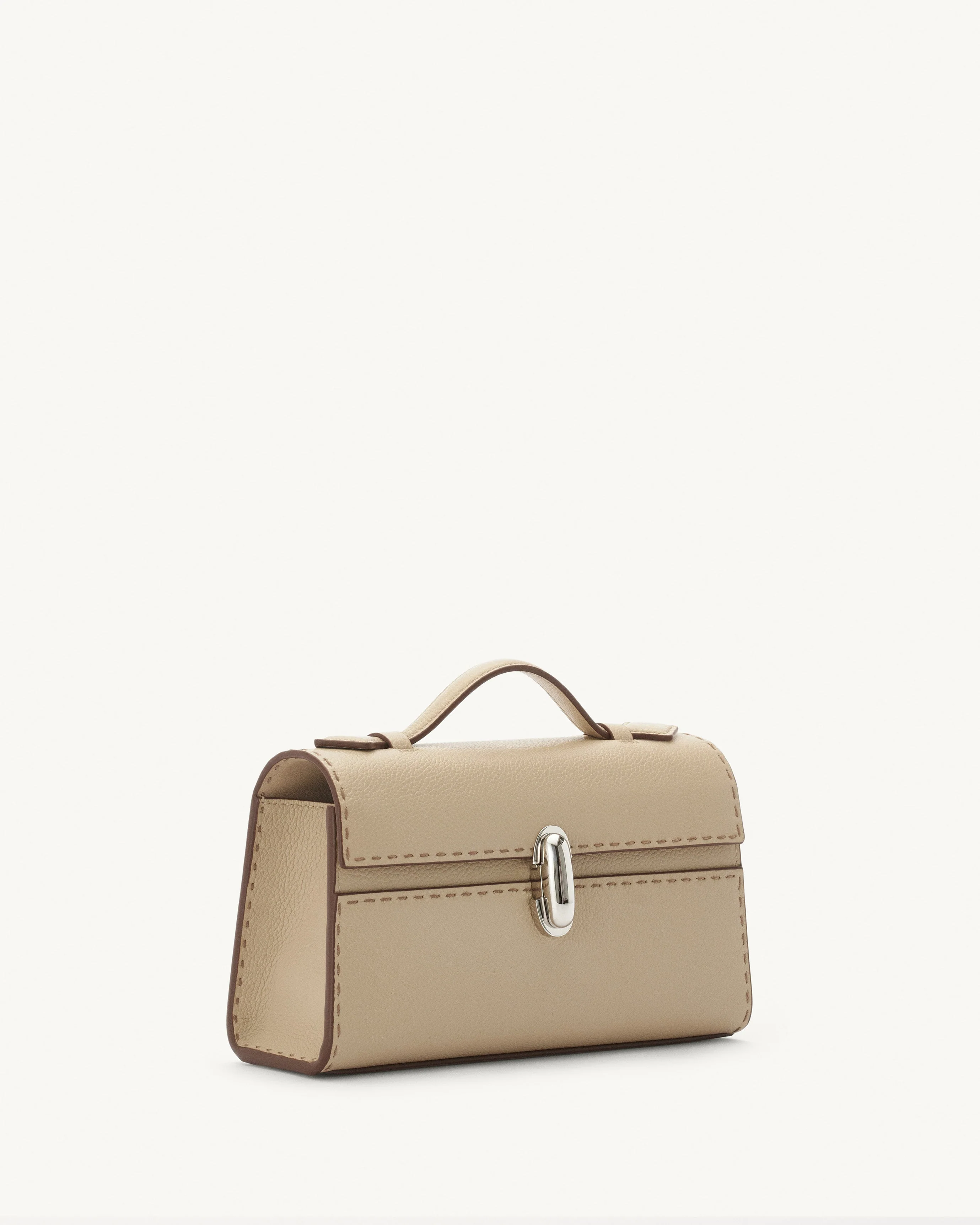 SAVETTE - Symmetry Pochette in Bone Grained Leather w/ Hand Stitch - Image 2