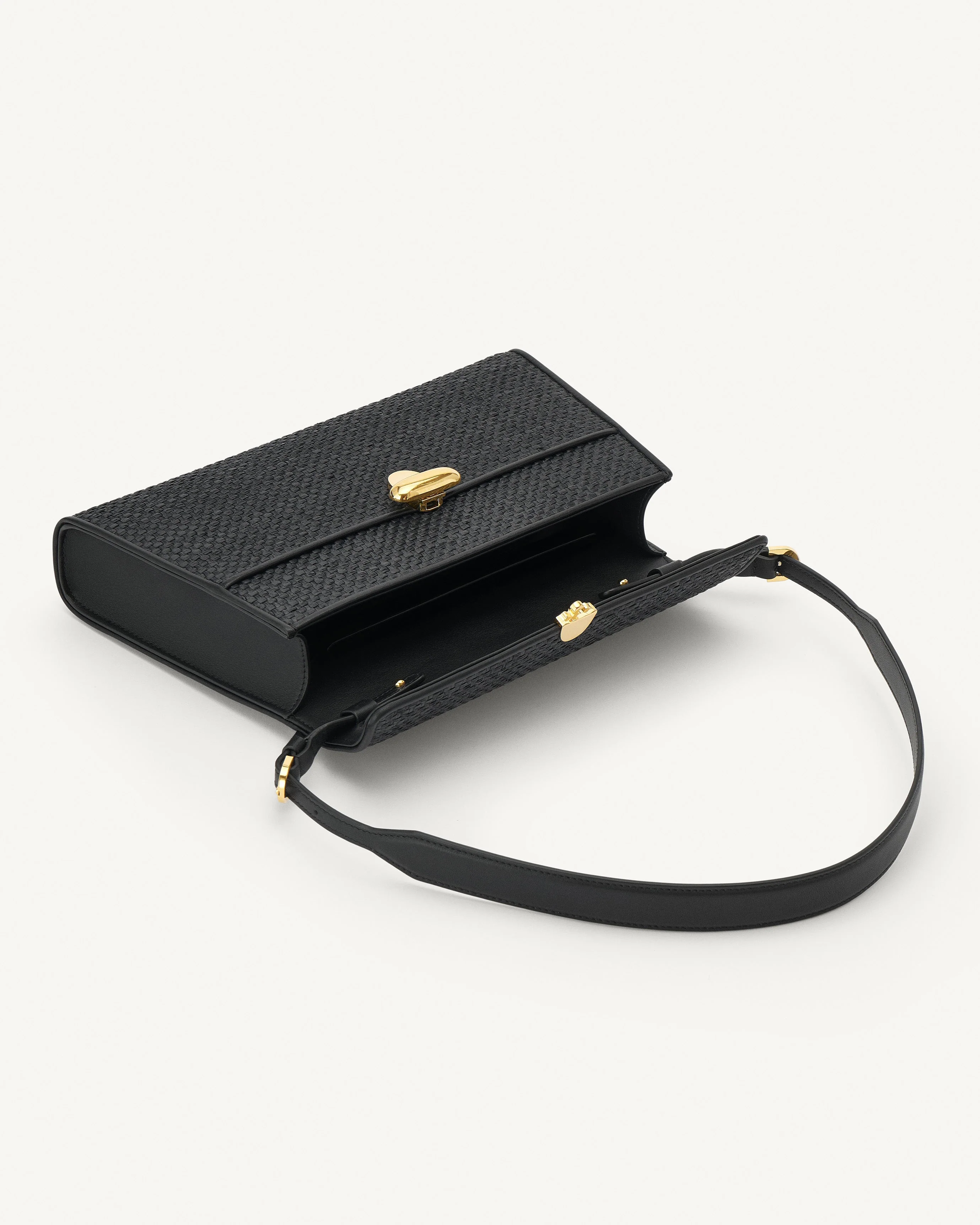 SAVETTE - Symmetry Shoulder Bag in Black Raffia - Image 3