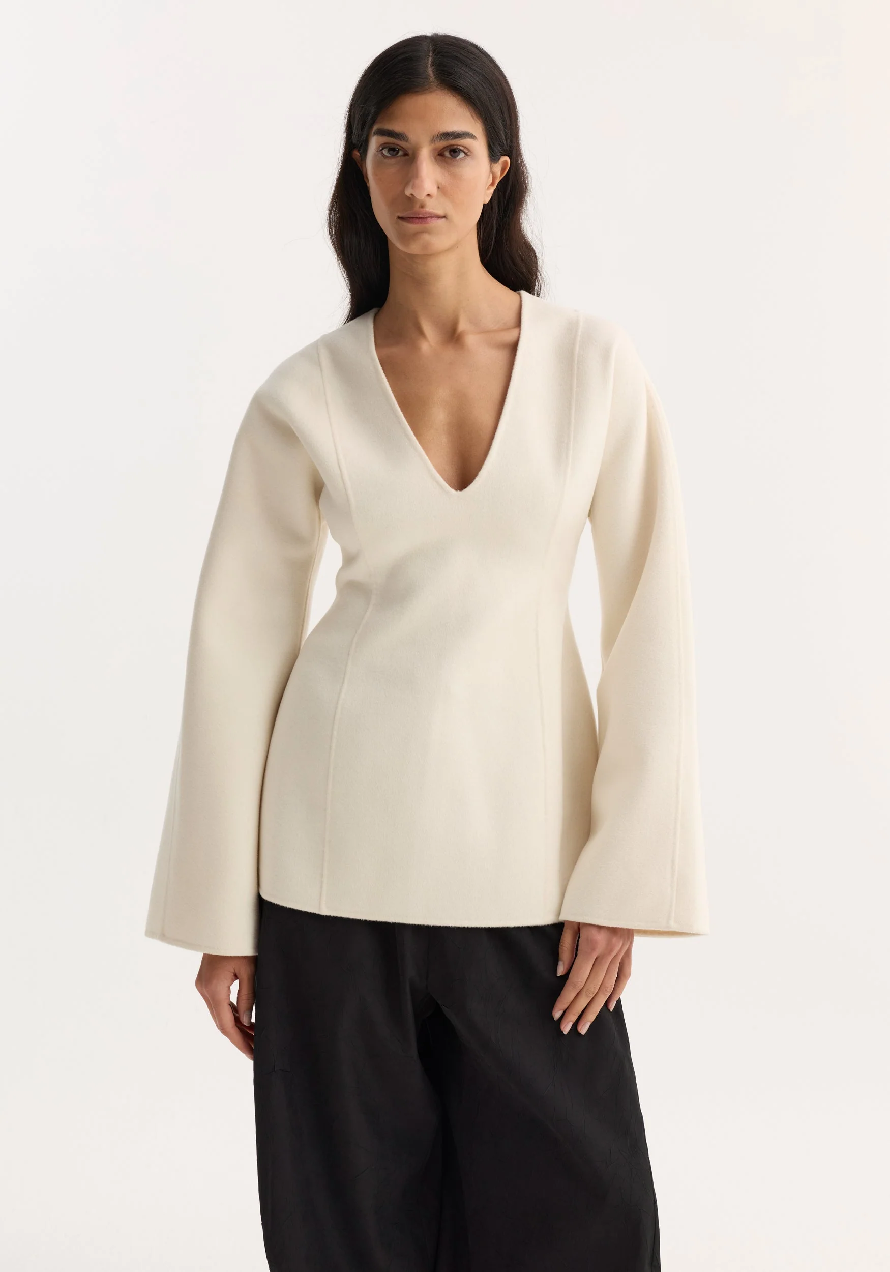 ROHE - Sculptural long sleeve top | off white - Image 2