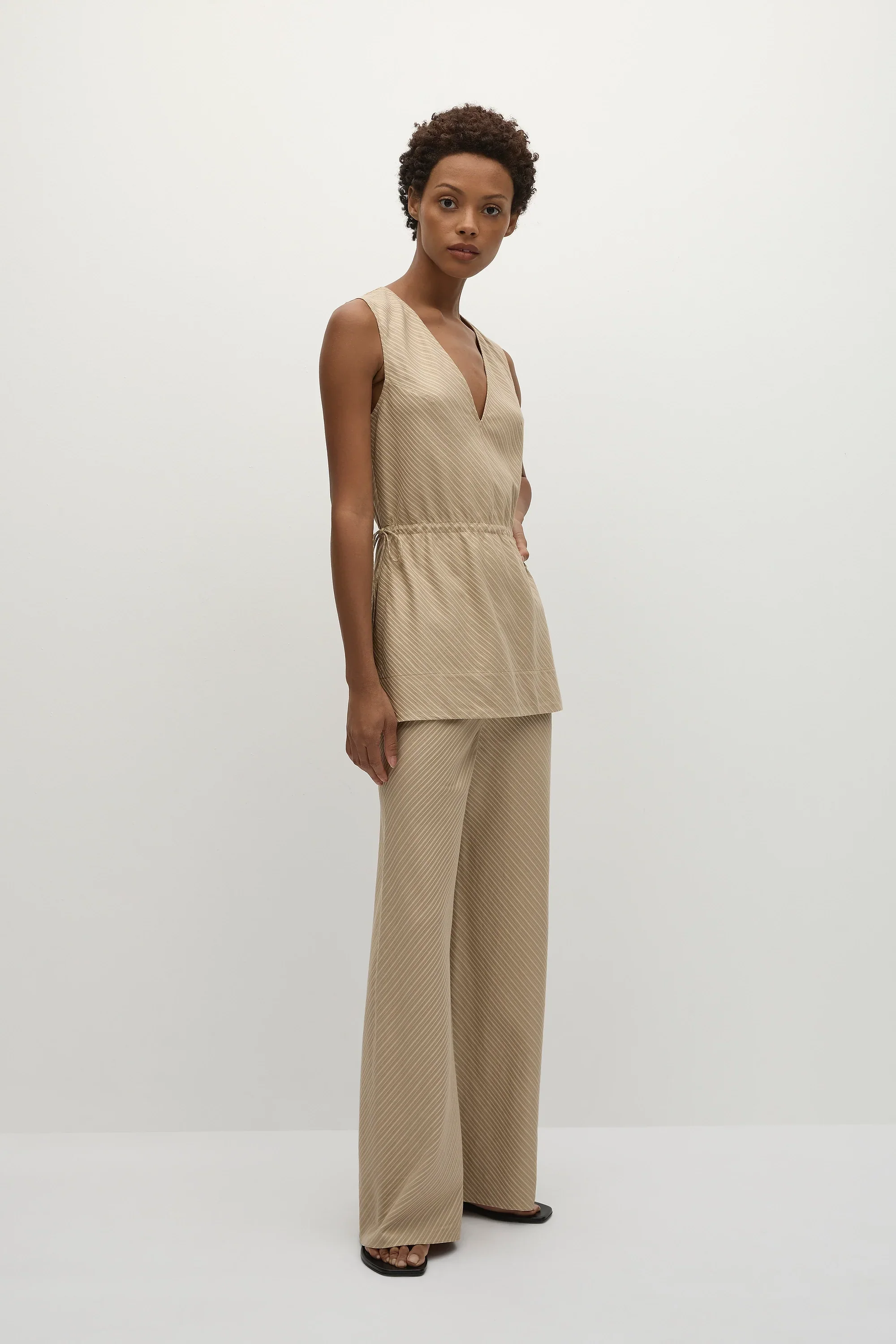 Faithfull - Selan Pant Pinstripe Fawn White - Final Sale - Image 3