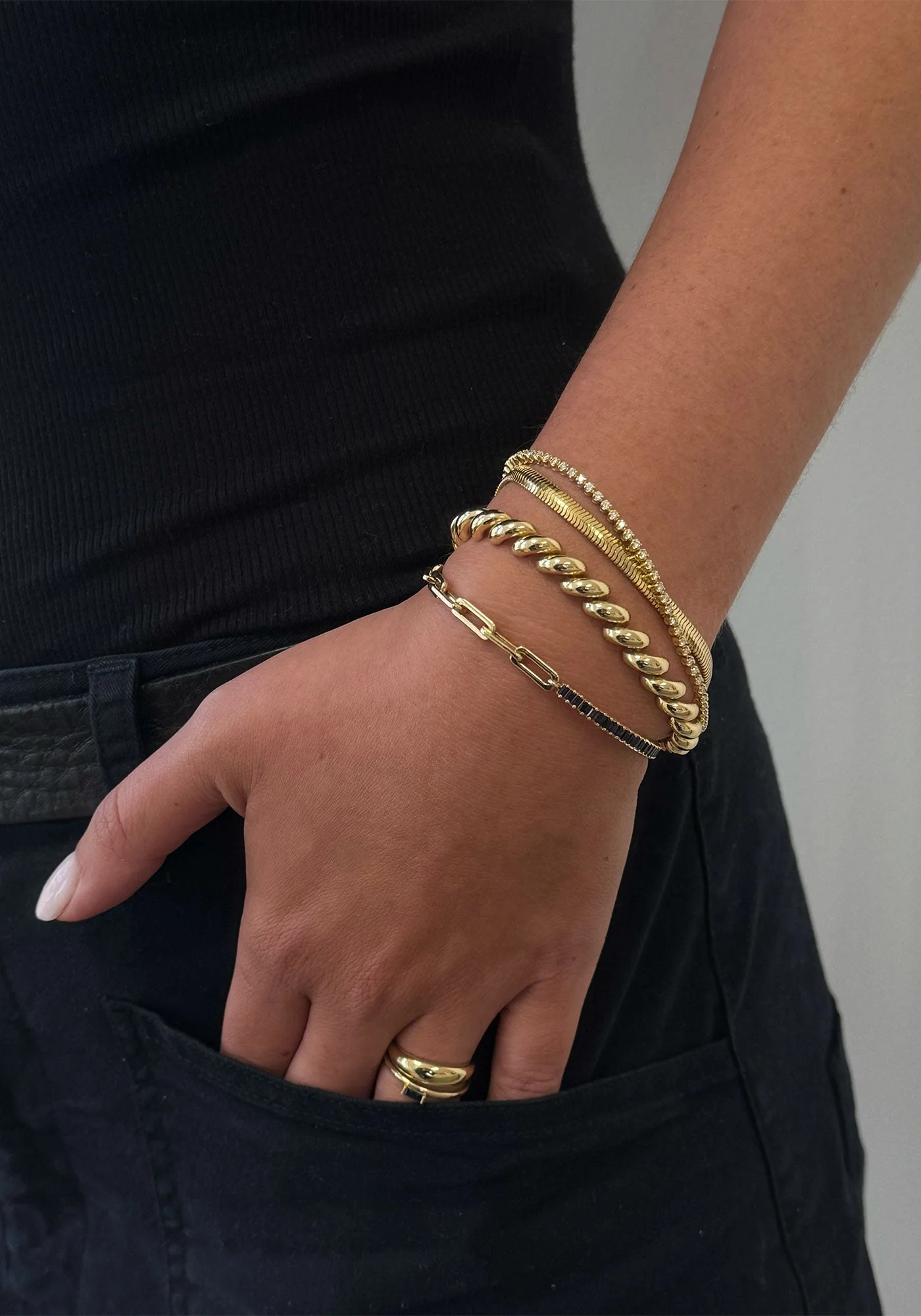 Kinn - Serena Baguette Tennis Link Bracelet Blue Sapphire - Image 3