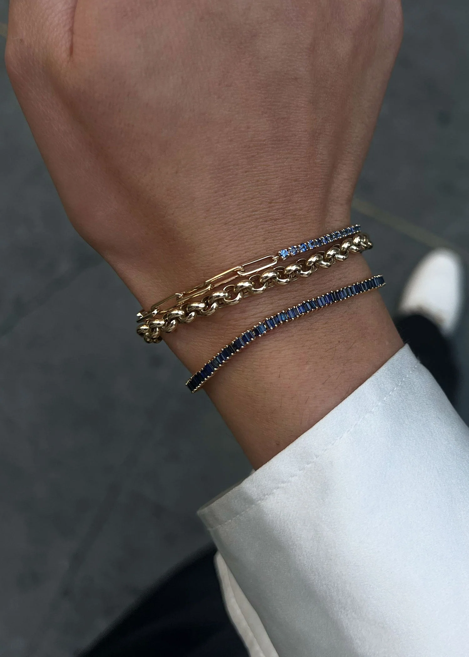 Kinn - Serena Baguette Tennis Link Bracelet Blue Sapphire - Image 4