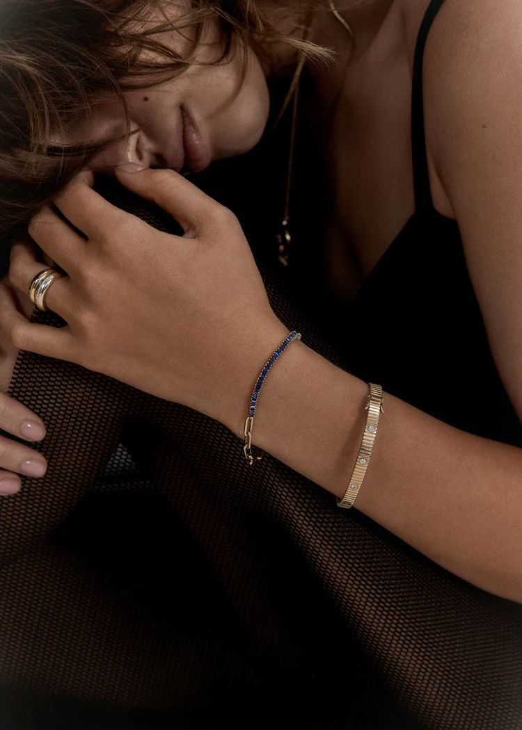 Kinn - Serena Baguette Tennis Link Bracelet Blue Sapphire - Image 7