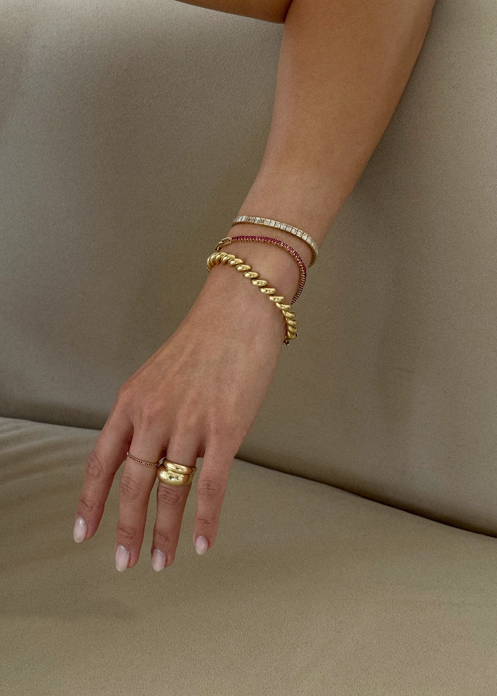 Kinn - Serena Baguette Tennis Link Bracelet Ruby - Image 9