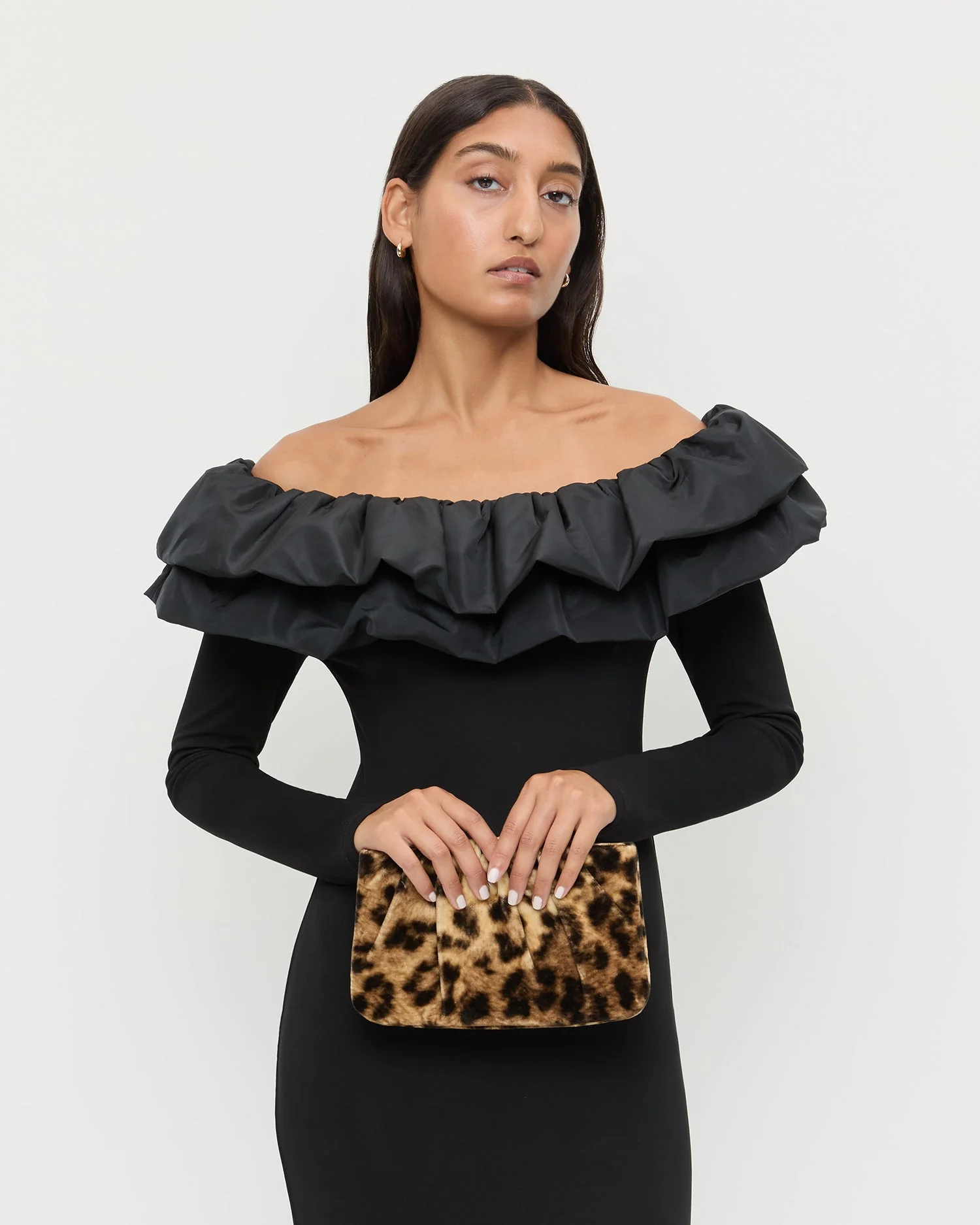 Loeffler Randall - Serena Leopard Gathered Velvet Clutch - Image 5
