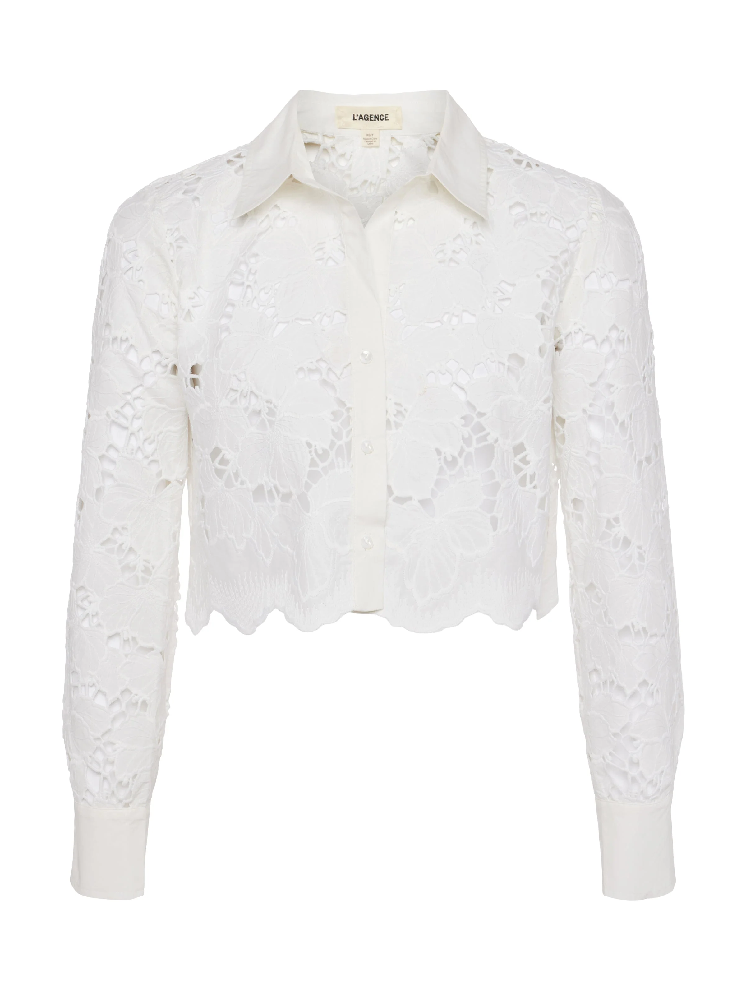 L'AGENCE - Seychelle Cropped Eyelet Blouse - Image 12