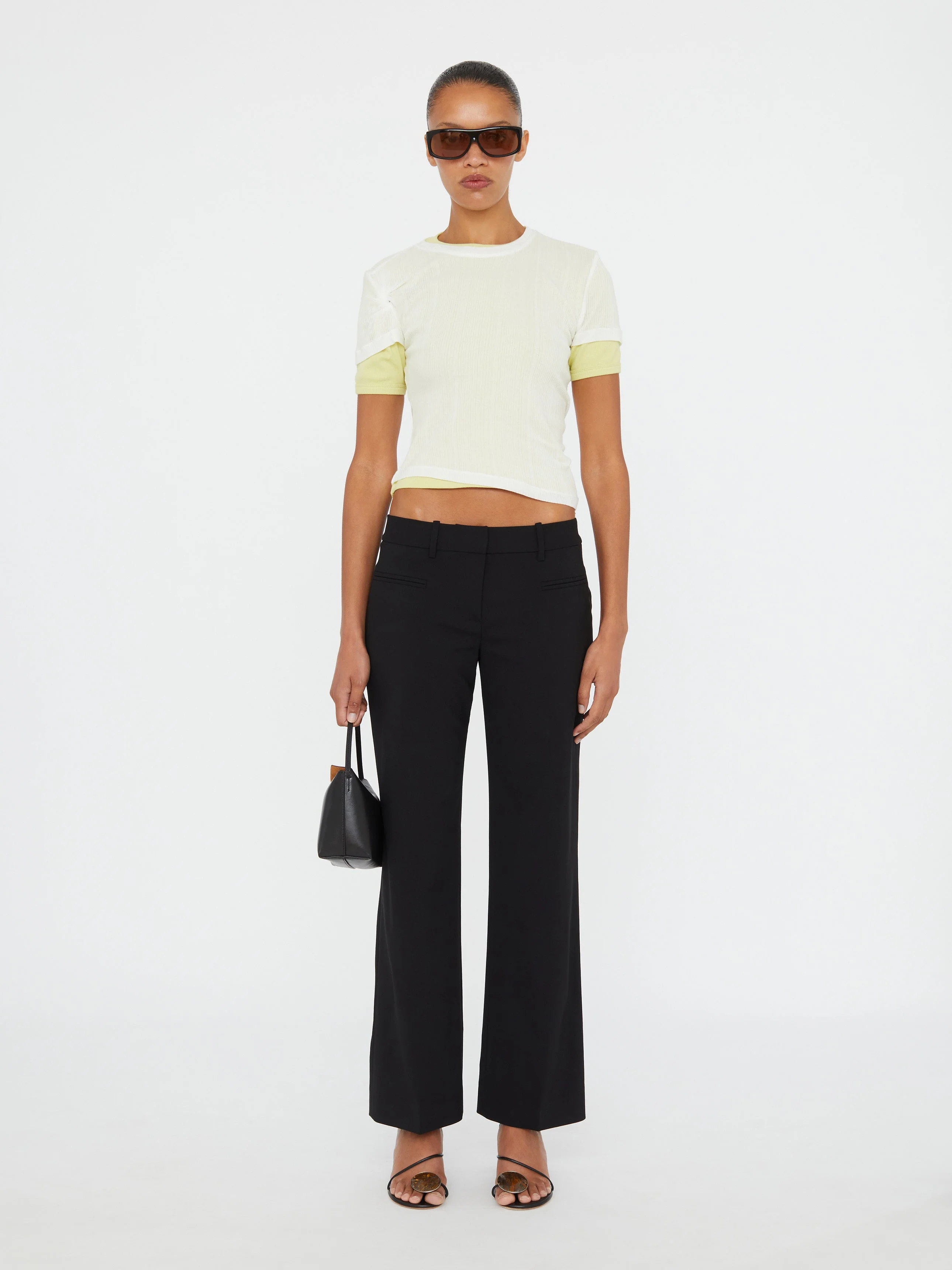 Christopher Esber - Sheer Ribbed Overlay Loophole Tee - Image 2