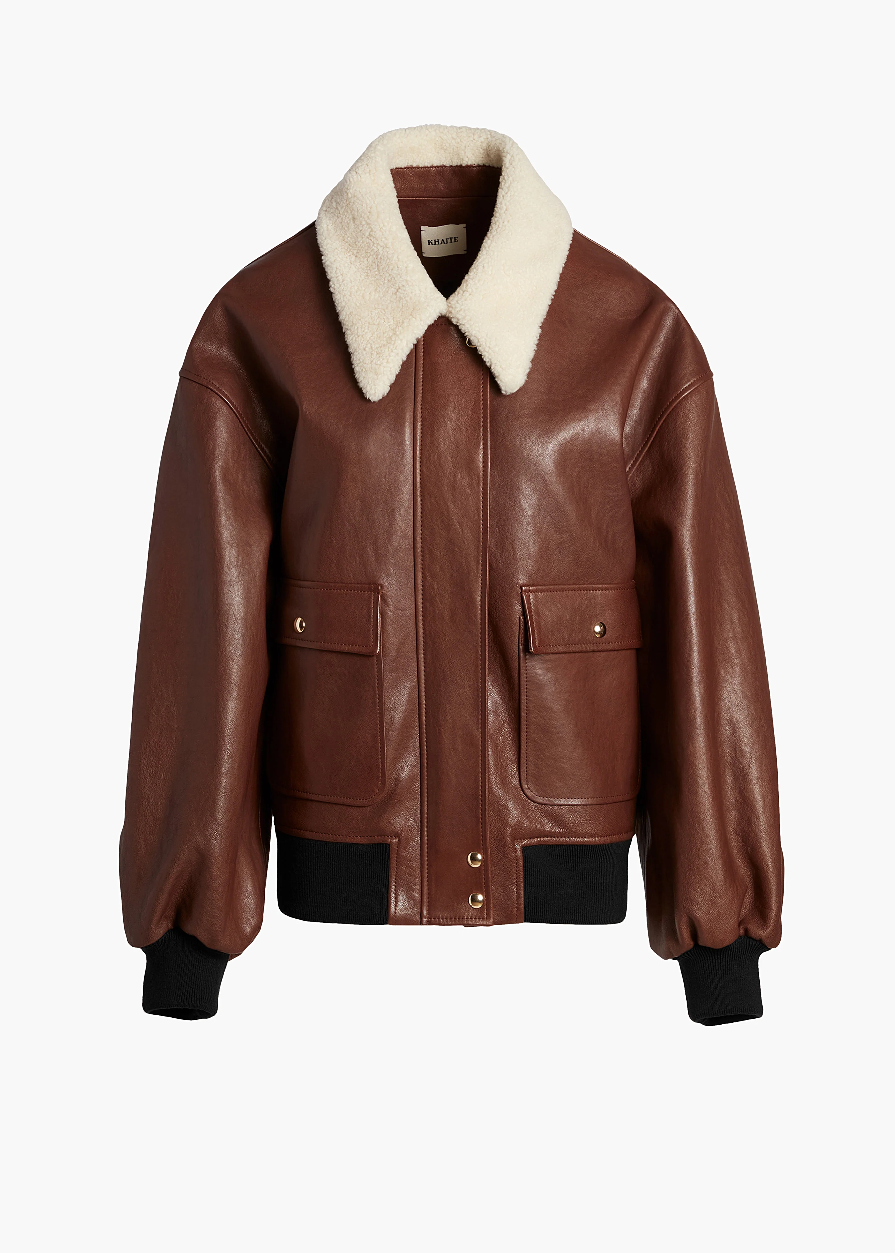 Khaite - Shellar Jacket in Classic Brown Leather