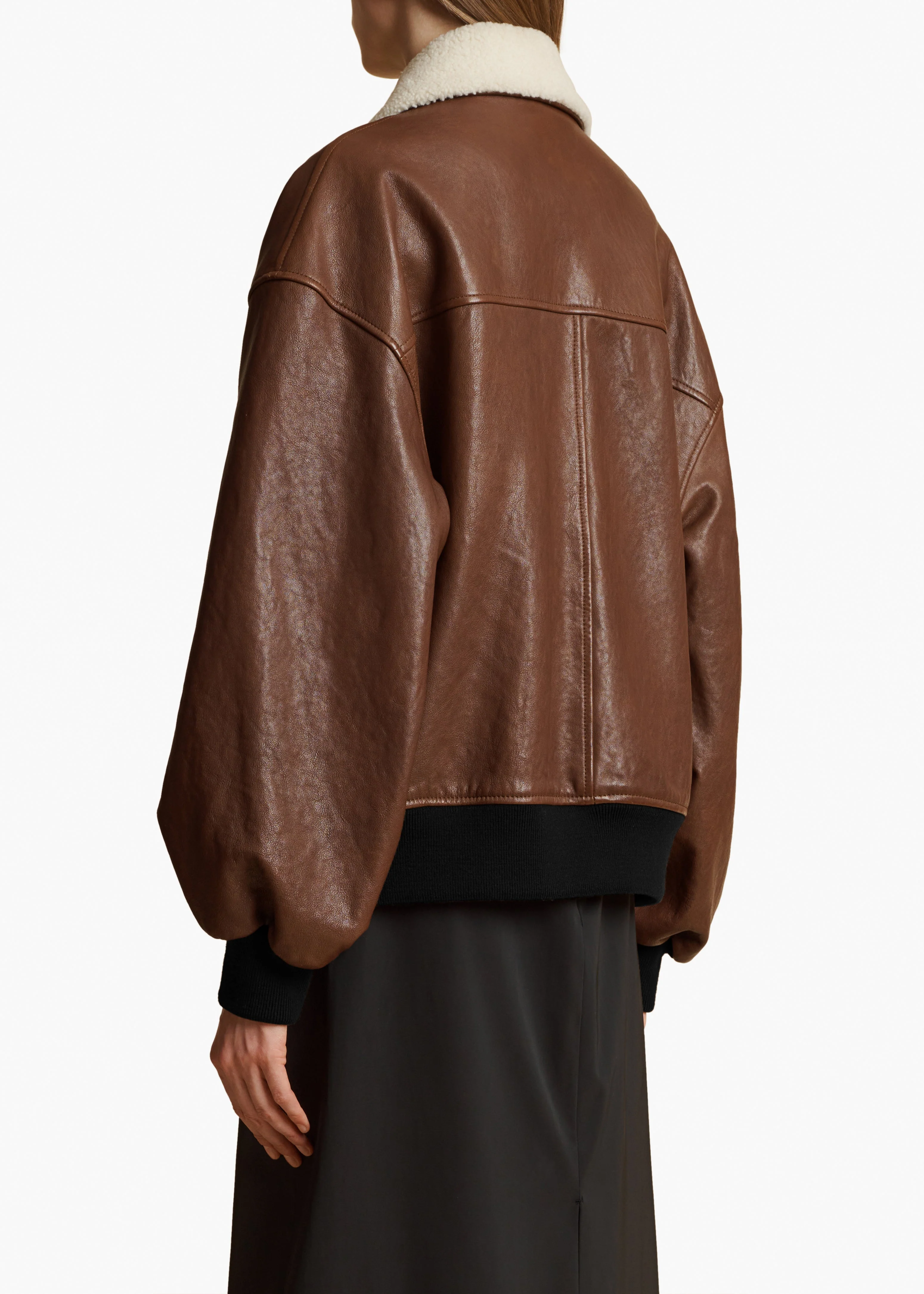 Khaite - Shellar Jacket in Classic Brown Leather - Image 4