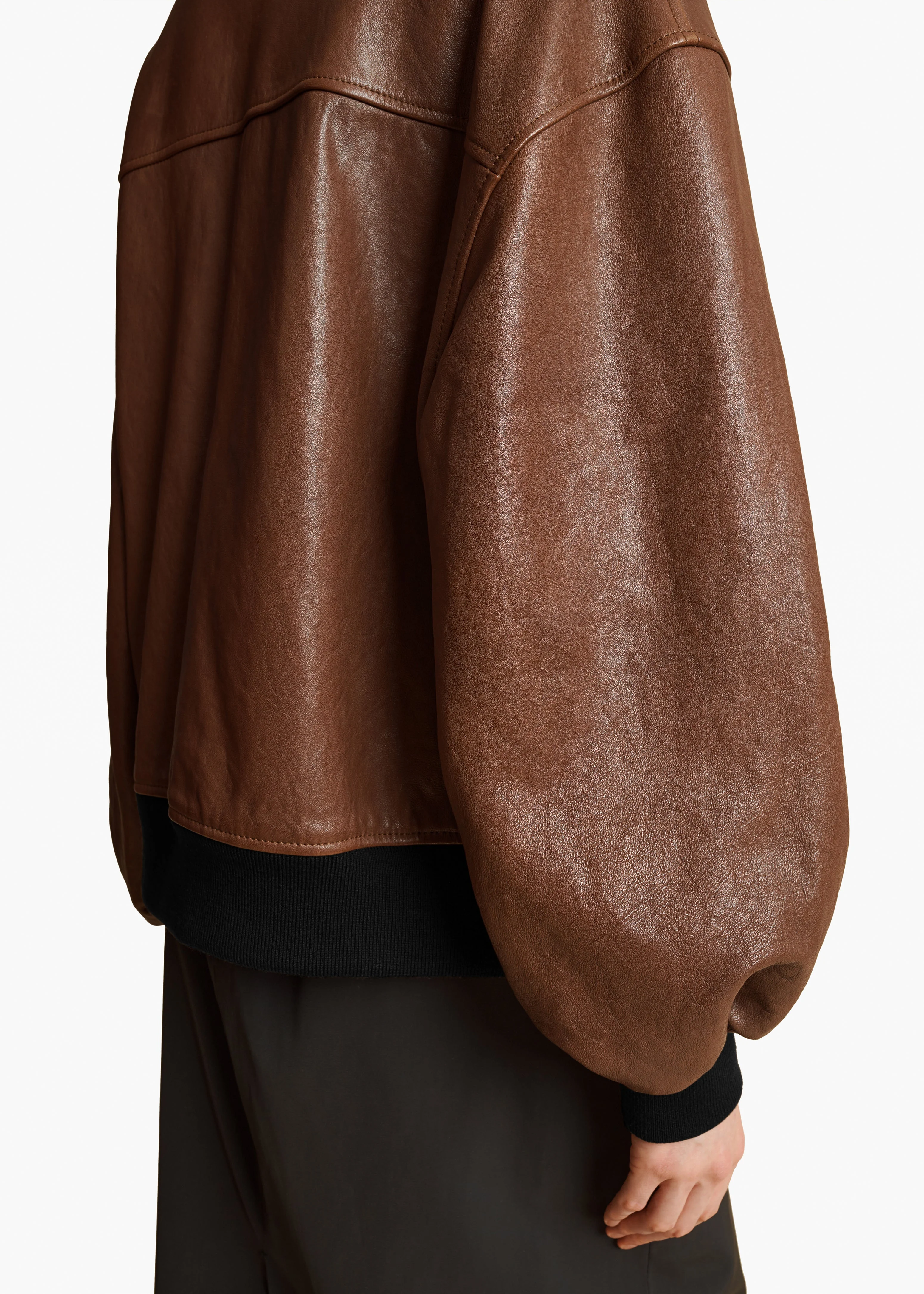 Khaite - Shellar Jacket in Classic Brown Leather - Image 5