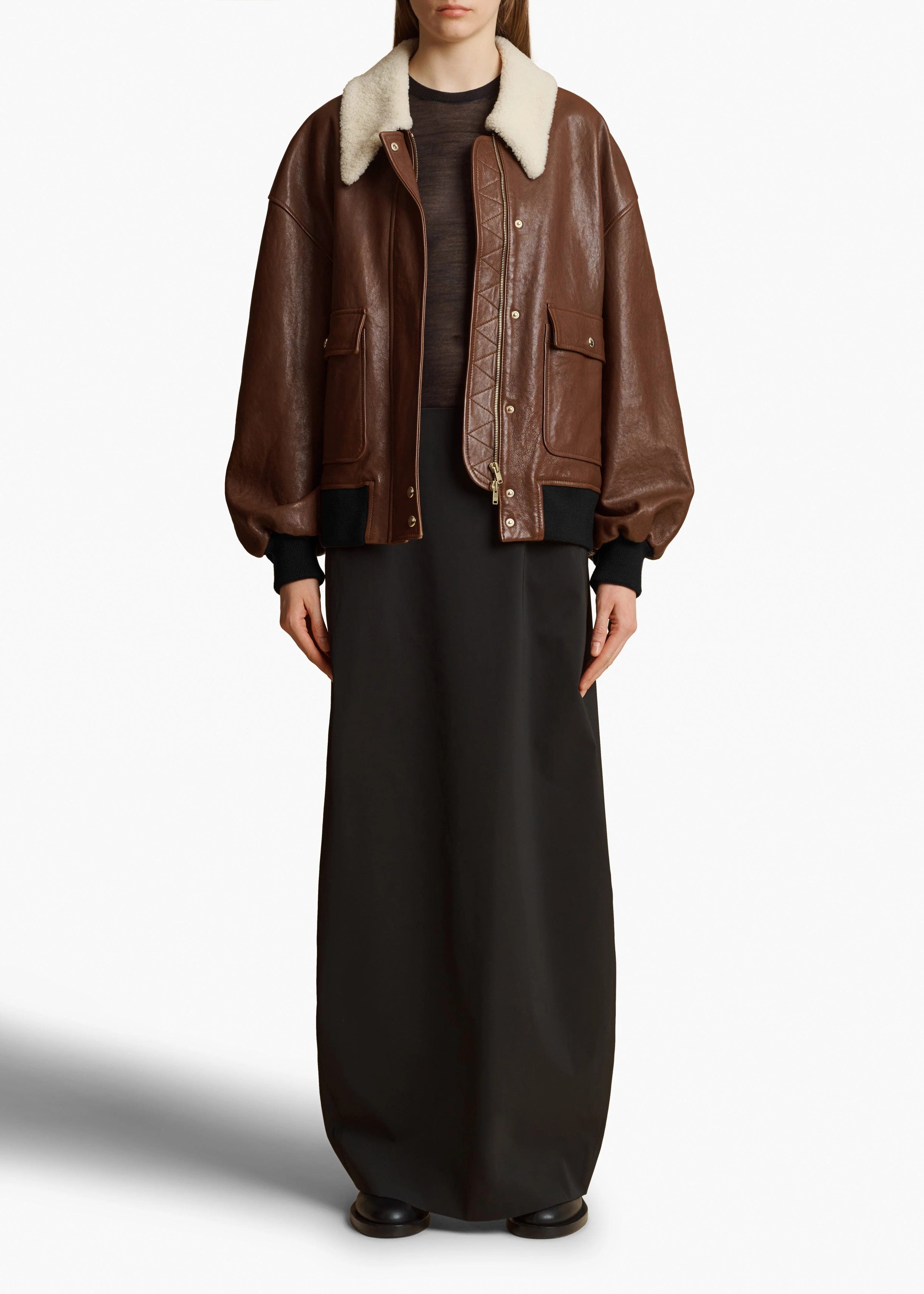 Khaite - Shellar Jacket in Classic Brown Leather - Image 9