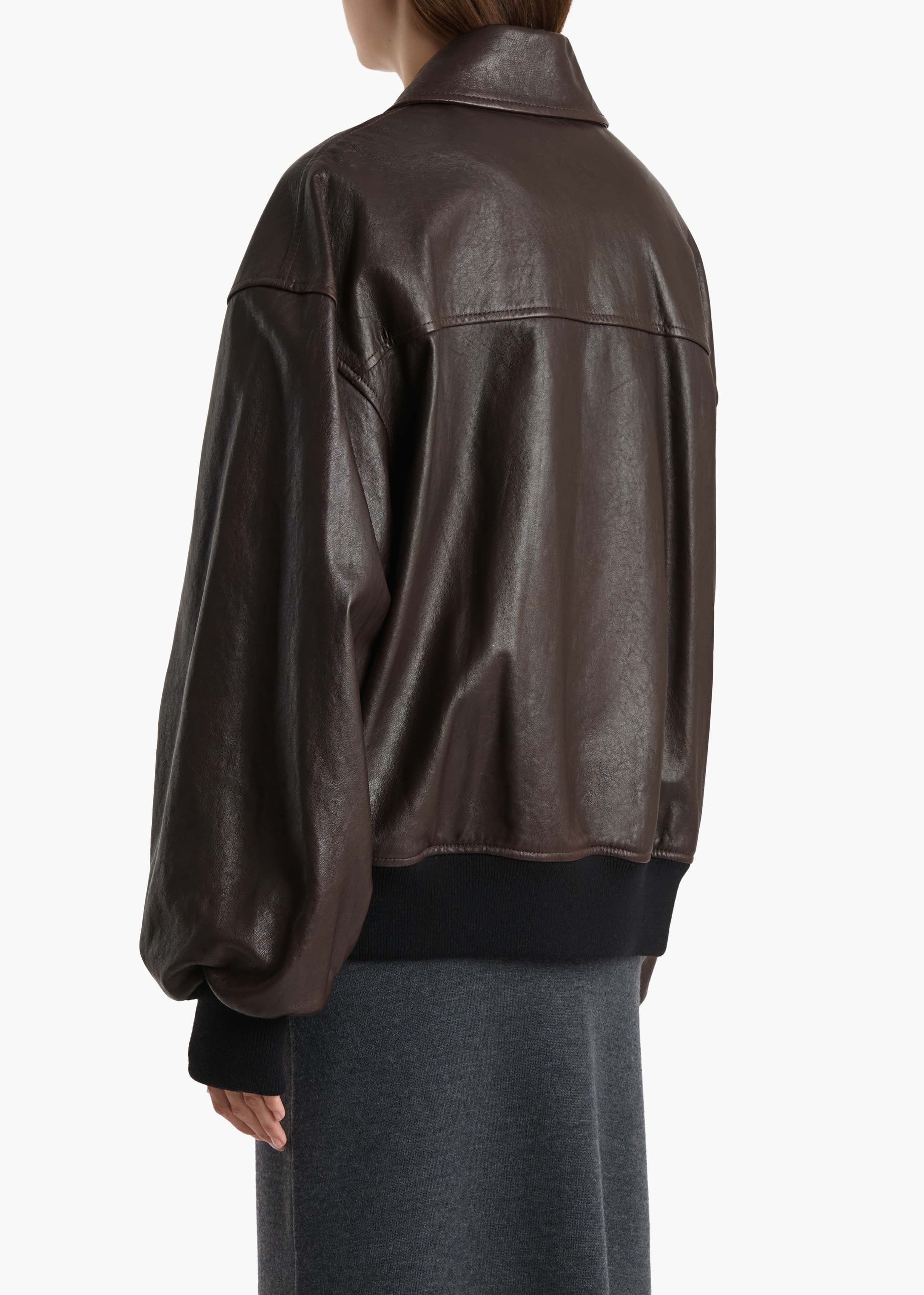Khaite - Shelman Jacket in Dark Brown Leather - Image 11