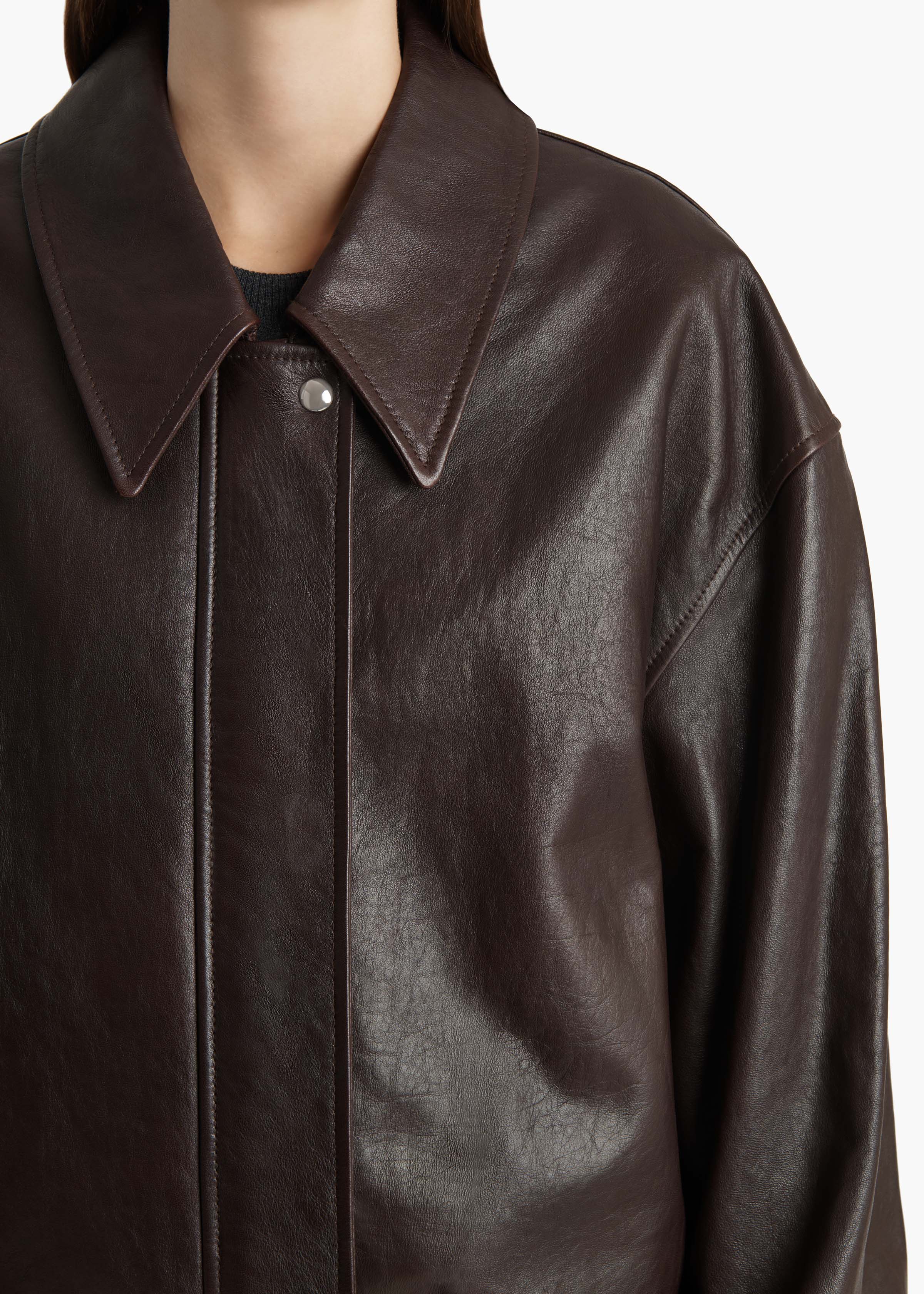 Khaite - Shelman Jacket in Dark Brown Leather - Image 12