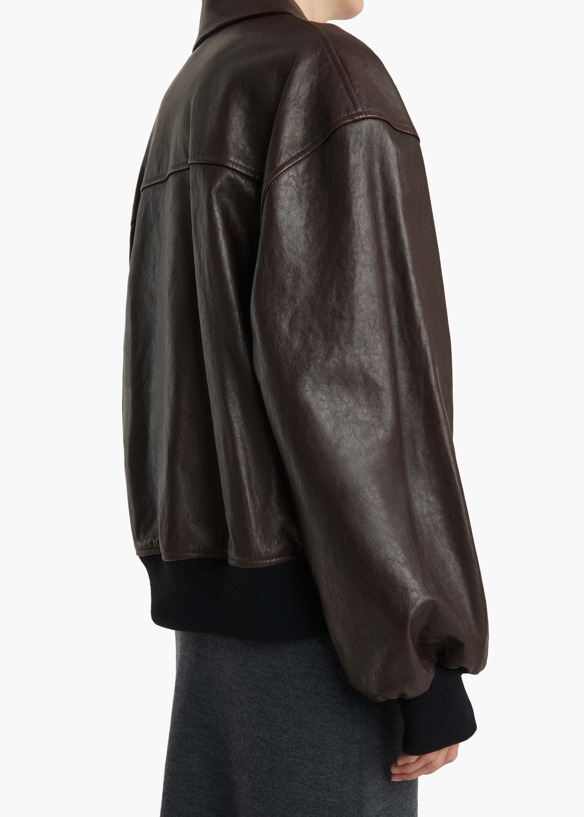 Khaite - Shelman Jacket in Dark Brown Leather - Image 6