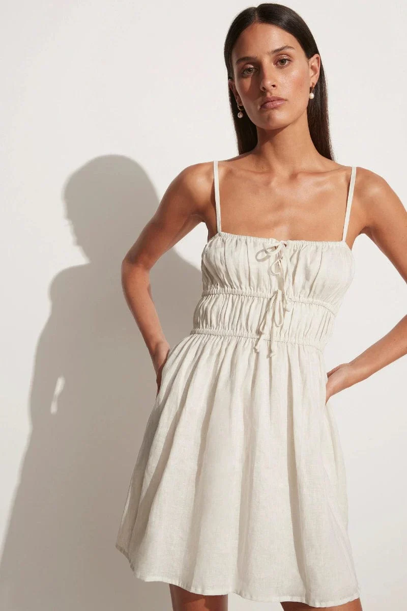 Faithfull - Shivka Mini Dress Plain Egg Shell - Final Sale