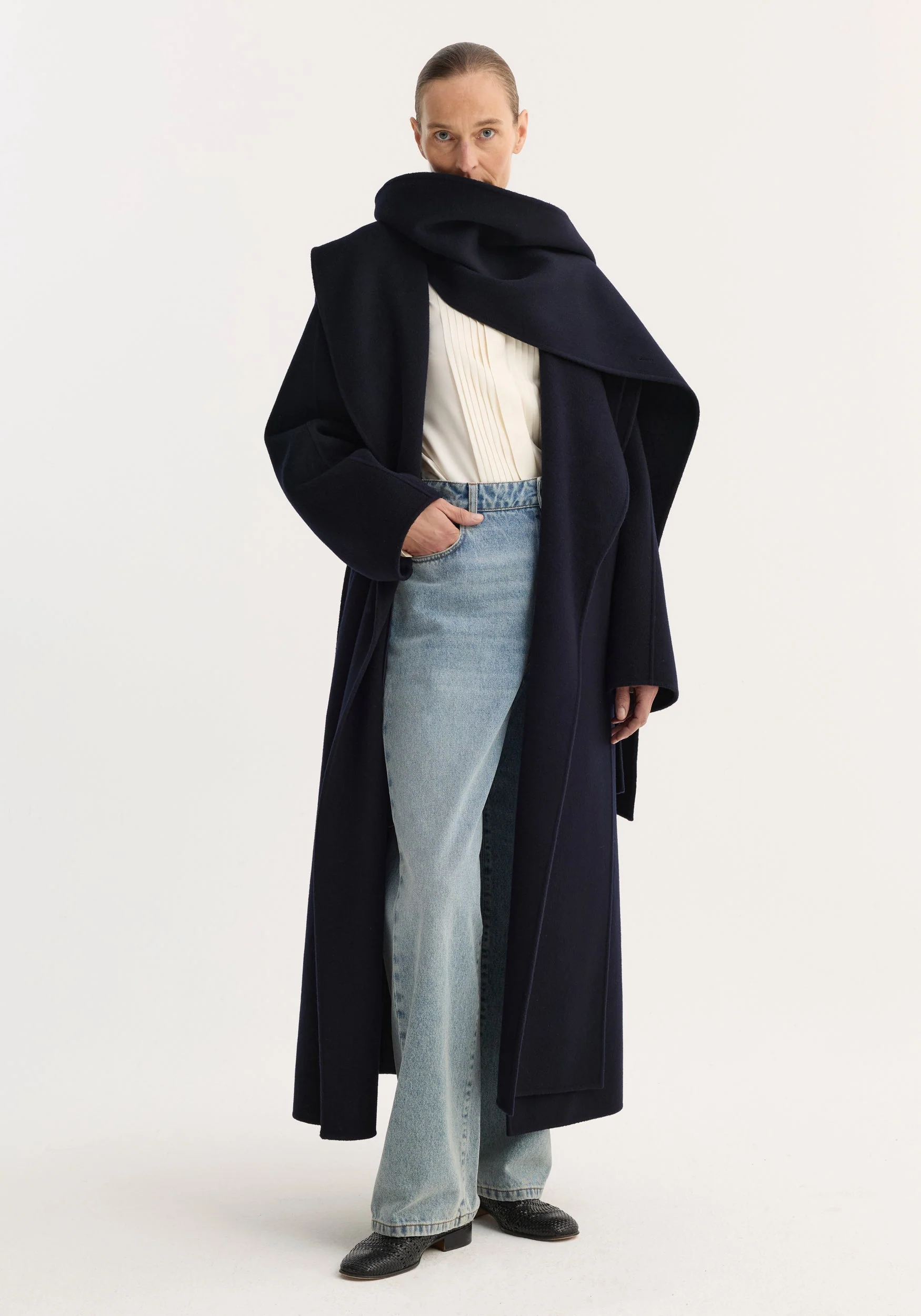 ROHE - Signature double - faced scarf coat | navy - Image 3