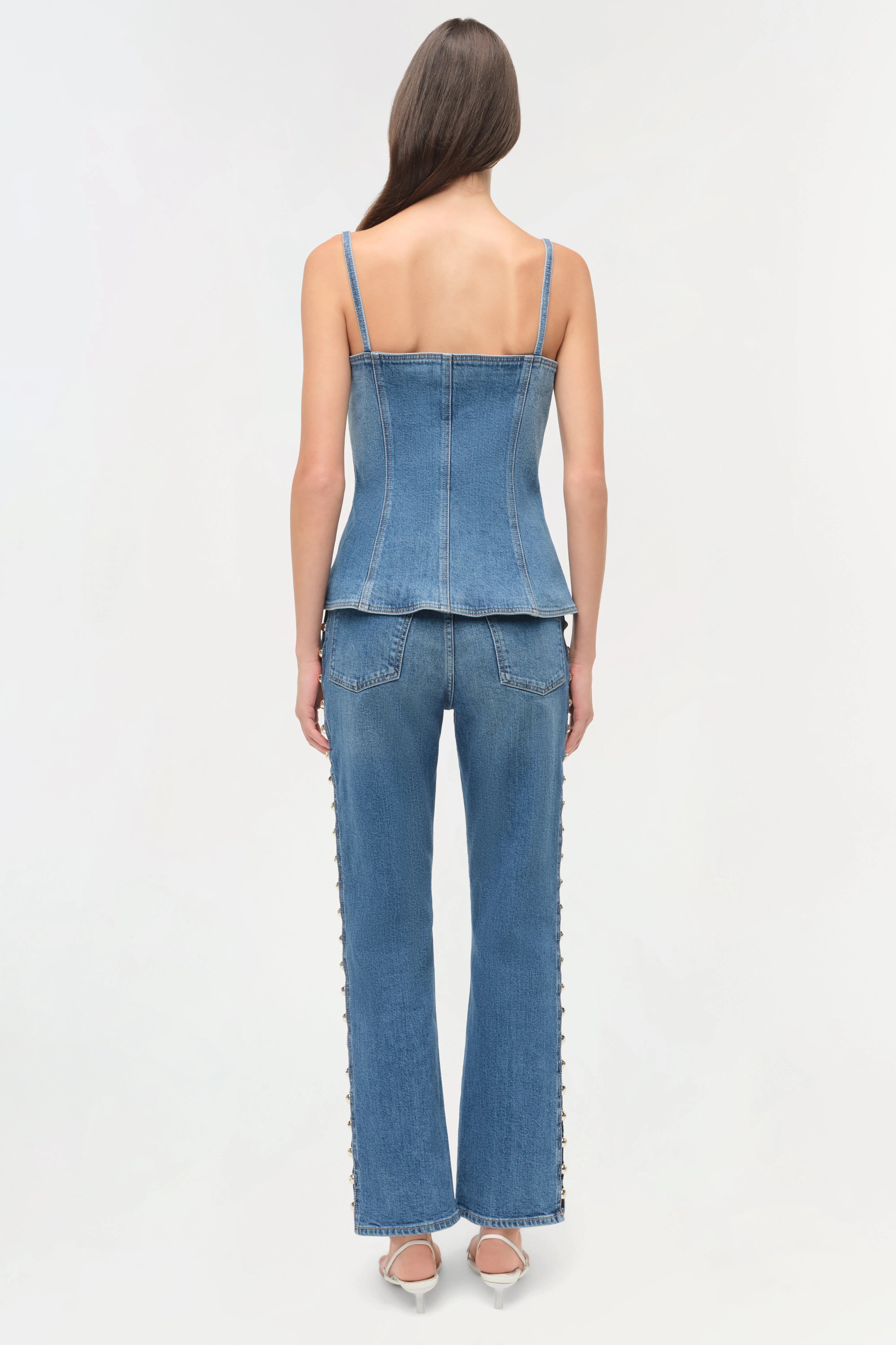 Simkhai - Junie Studded Denim Top - Image 5