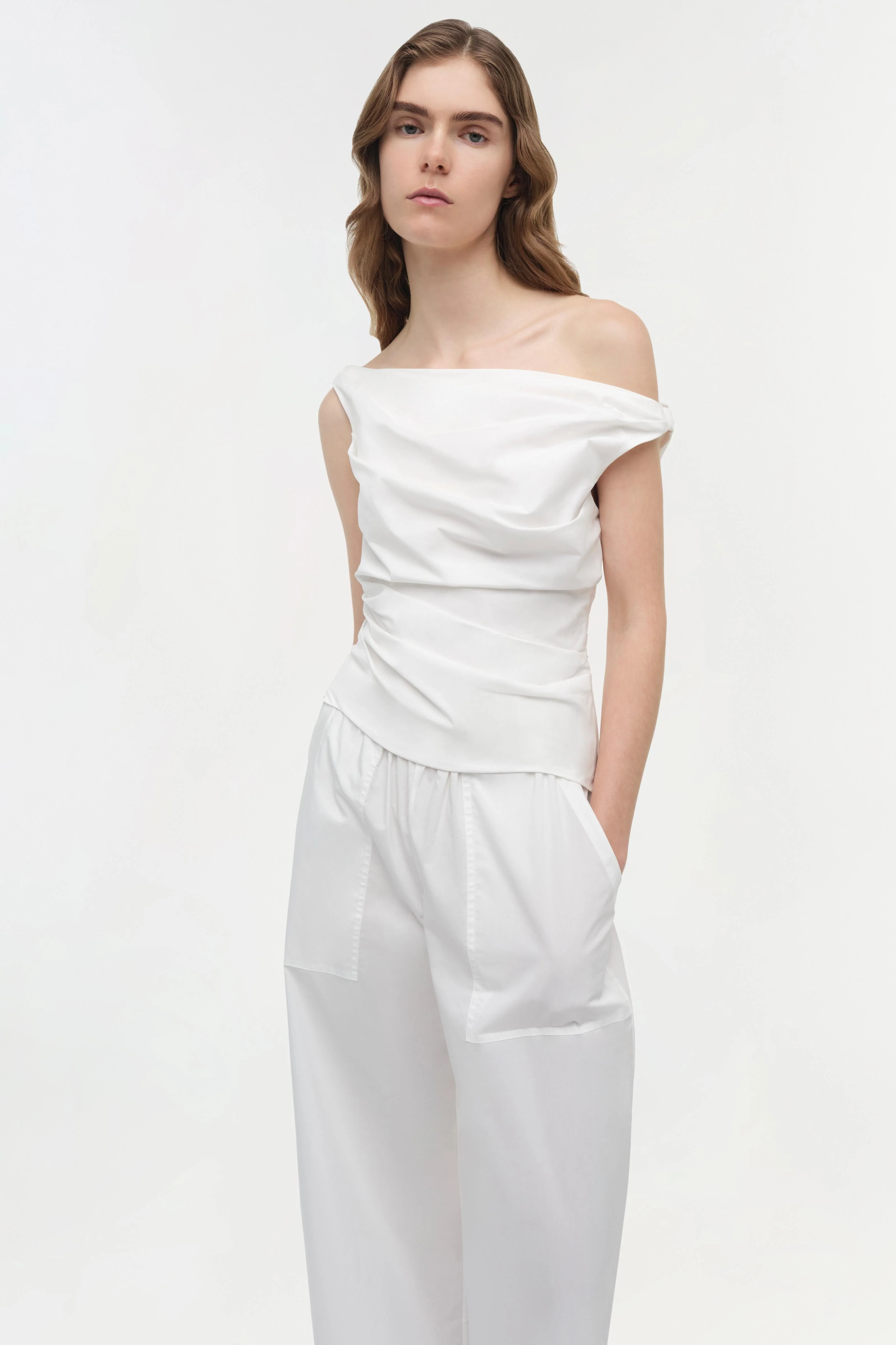 Simkhai - Maisel Draped Cotton Top - Image 3
