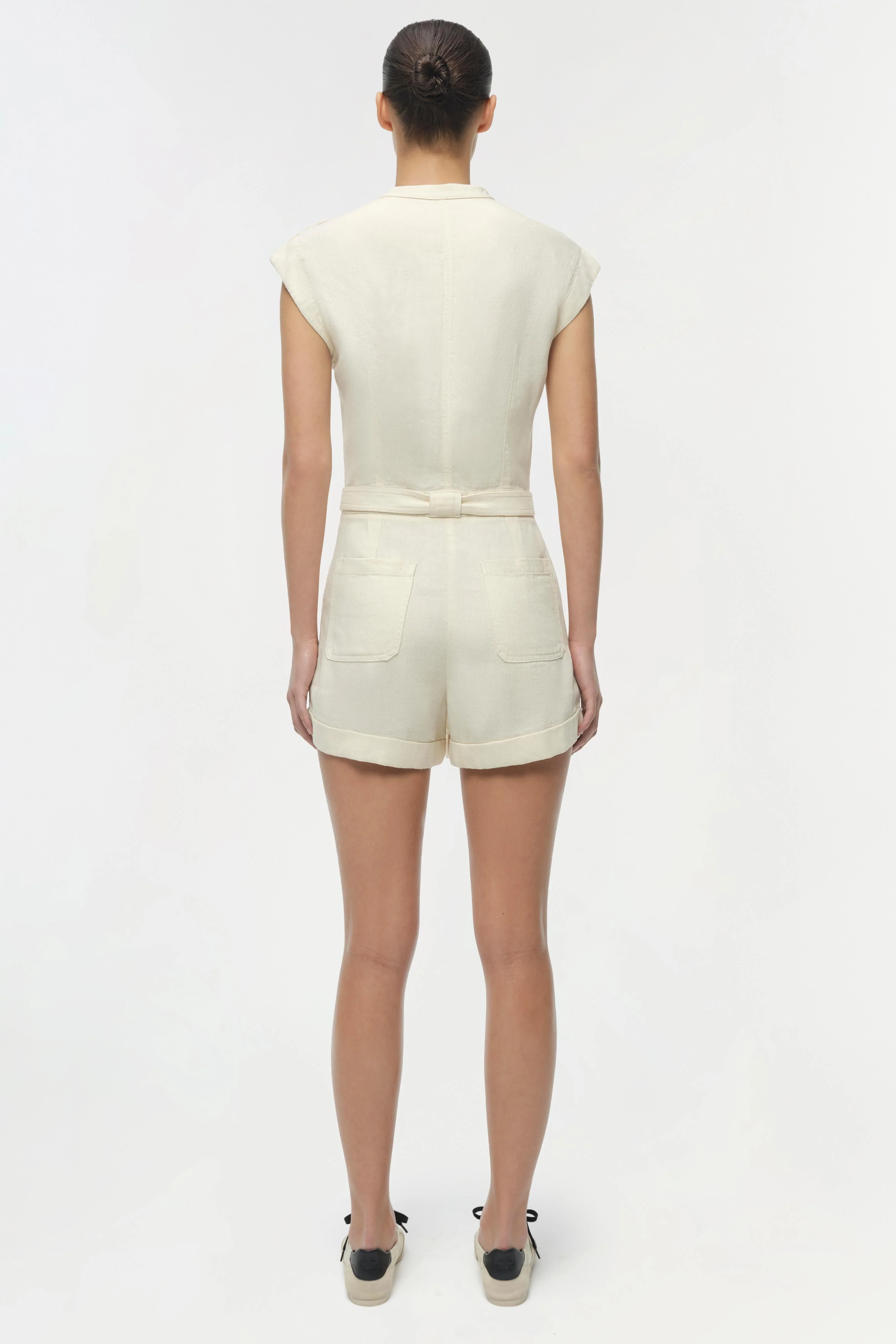 Simkhai - Tinka Belted Linen Romper - Image 5