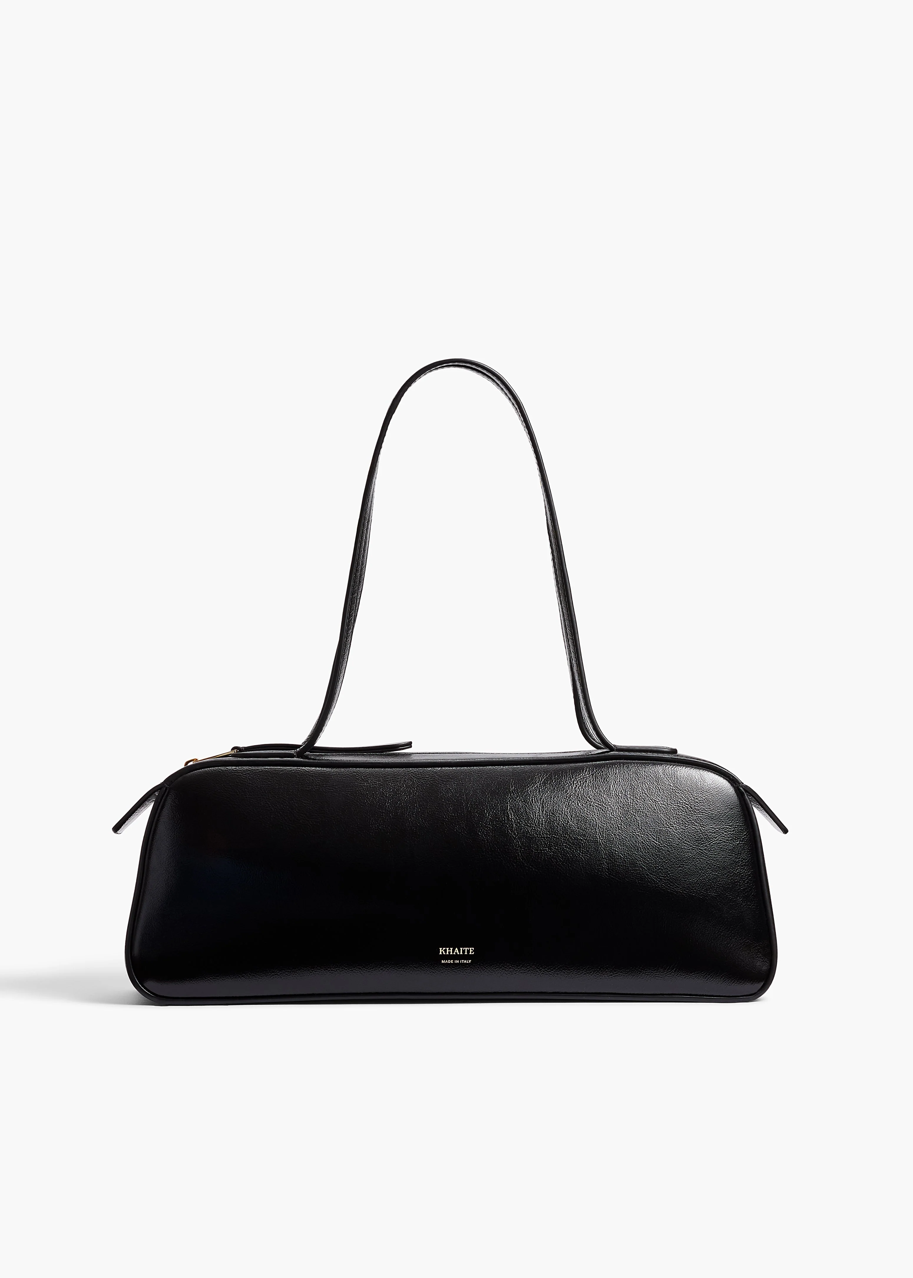 Khaite - Simona Shoulder Bag in Black Crackle Patent Leather