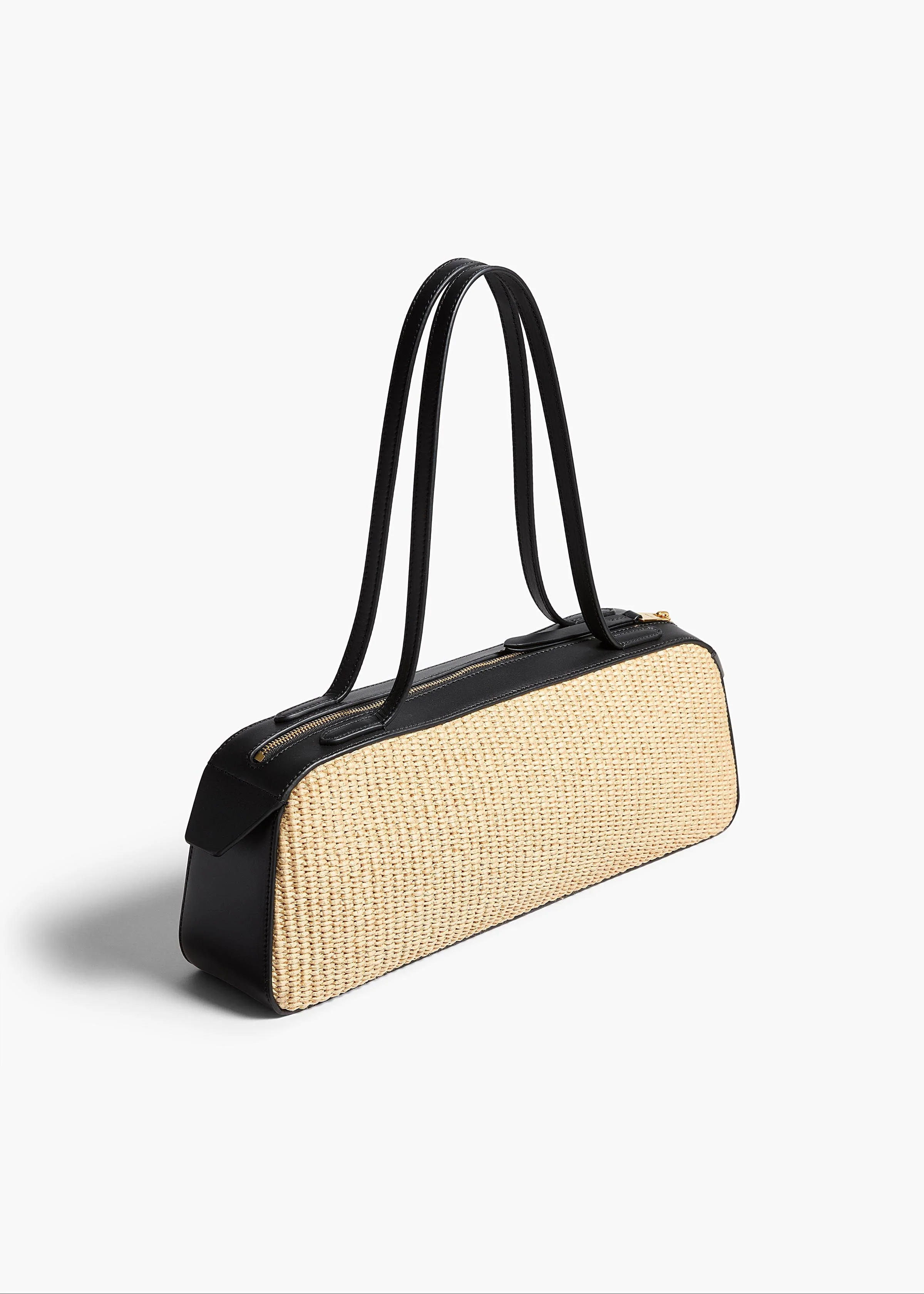 Khaite - Simona Shoulder Bag in Natural Raffia with Black Leather - Image 7