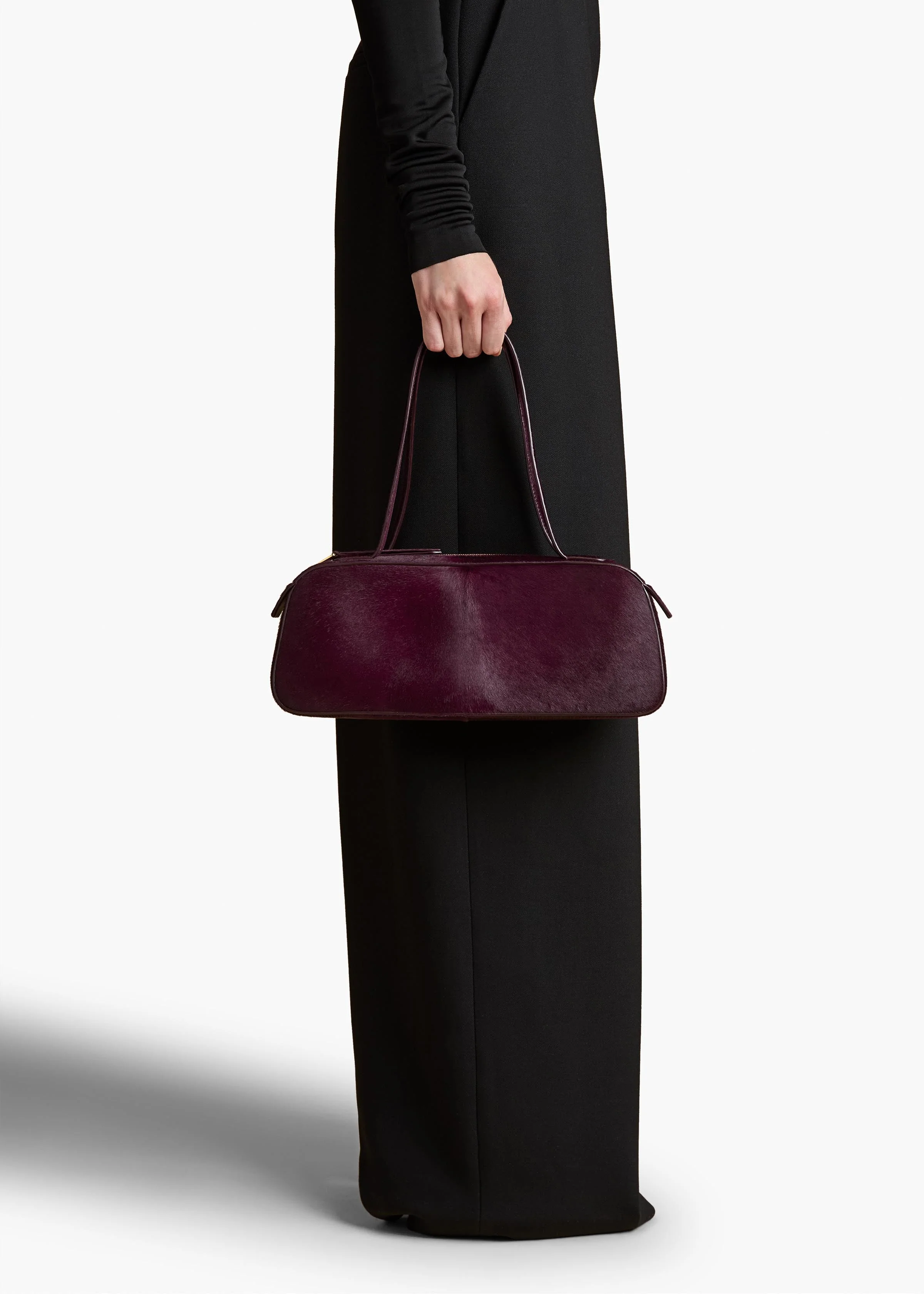 Khaite - Simona Shoulder Bag in Eggplant Haircalf - Image 5