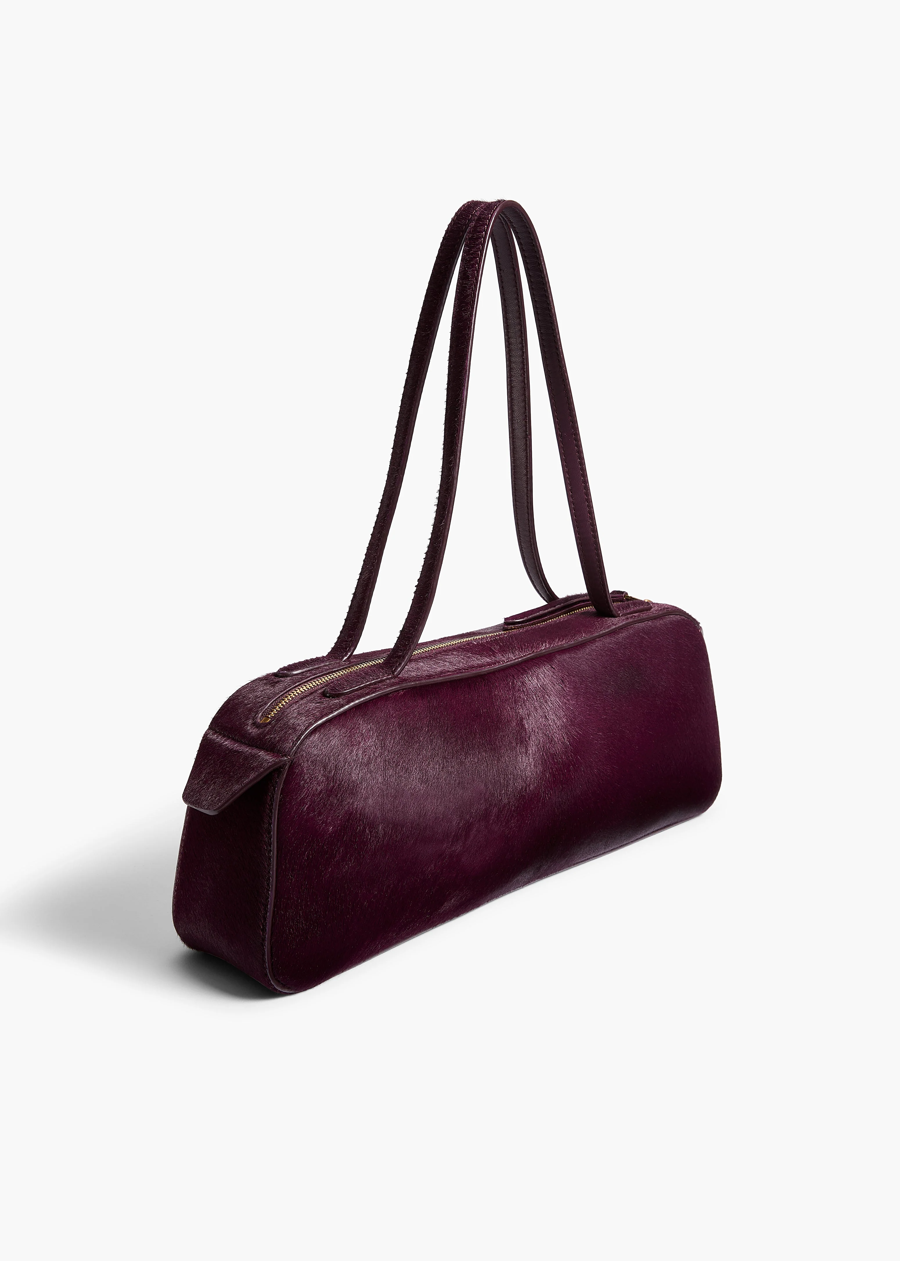 Khaite - Simona Shoulder Bag in Eggplant Haircalf - Image 8