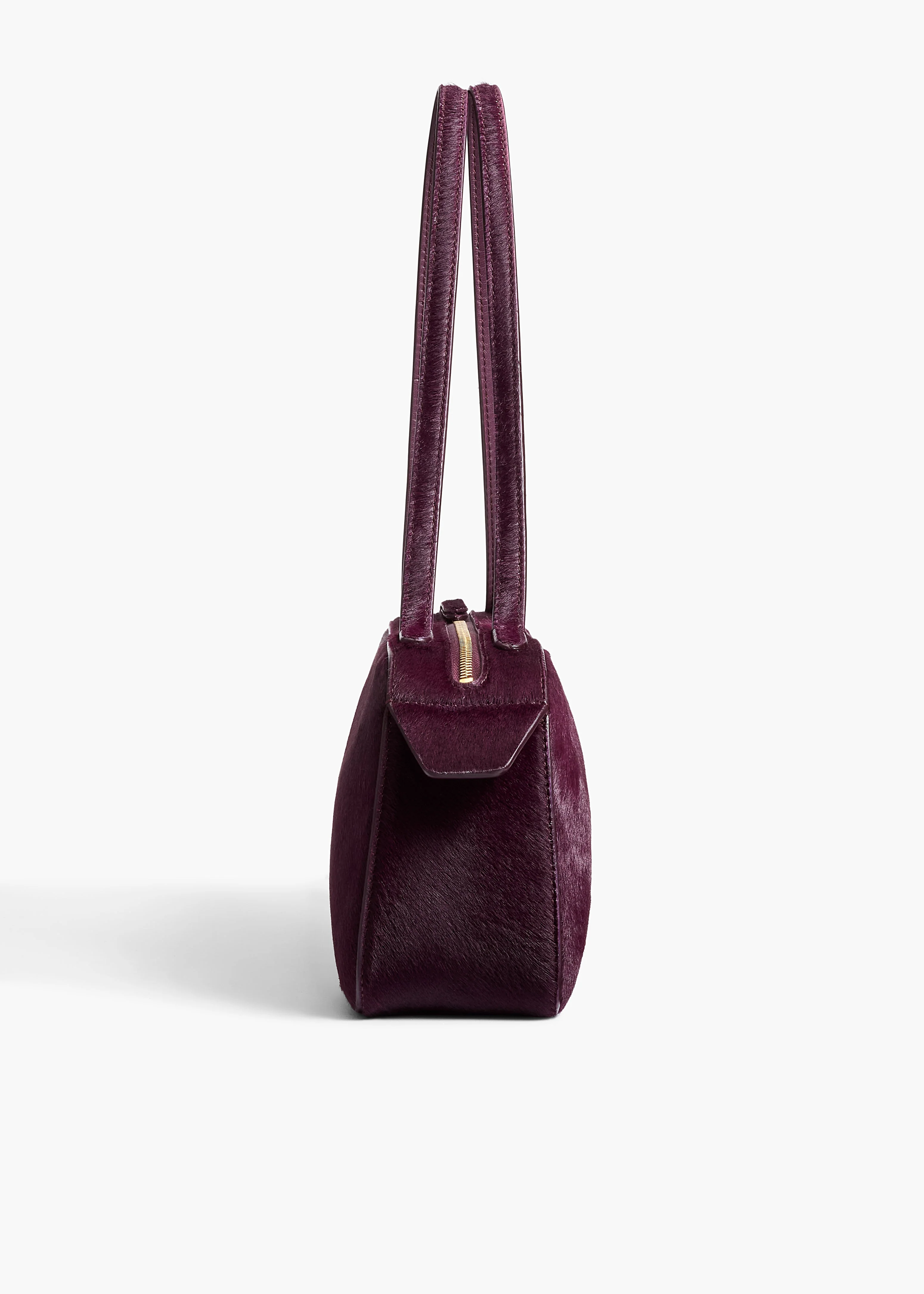Khaite - Simona Shoulder Bag in Eggplant Haircalf - Image 9