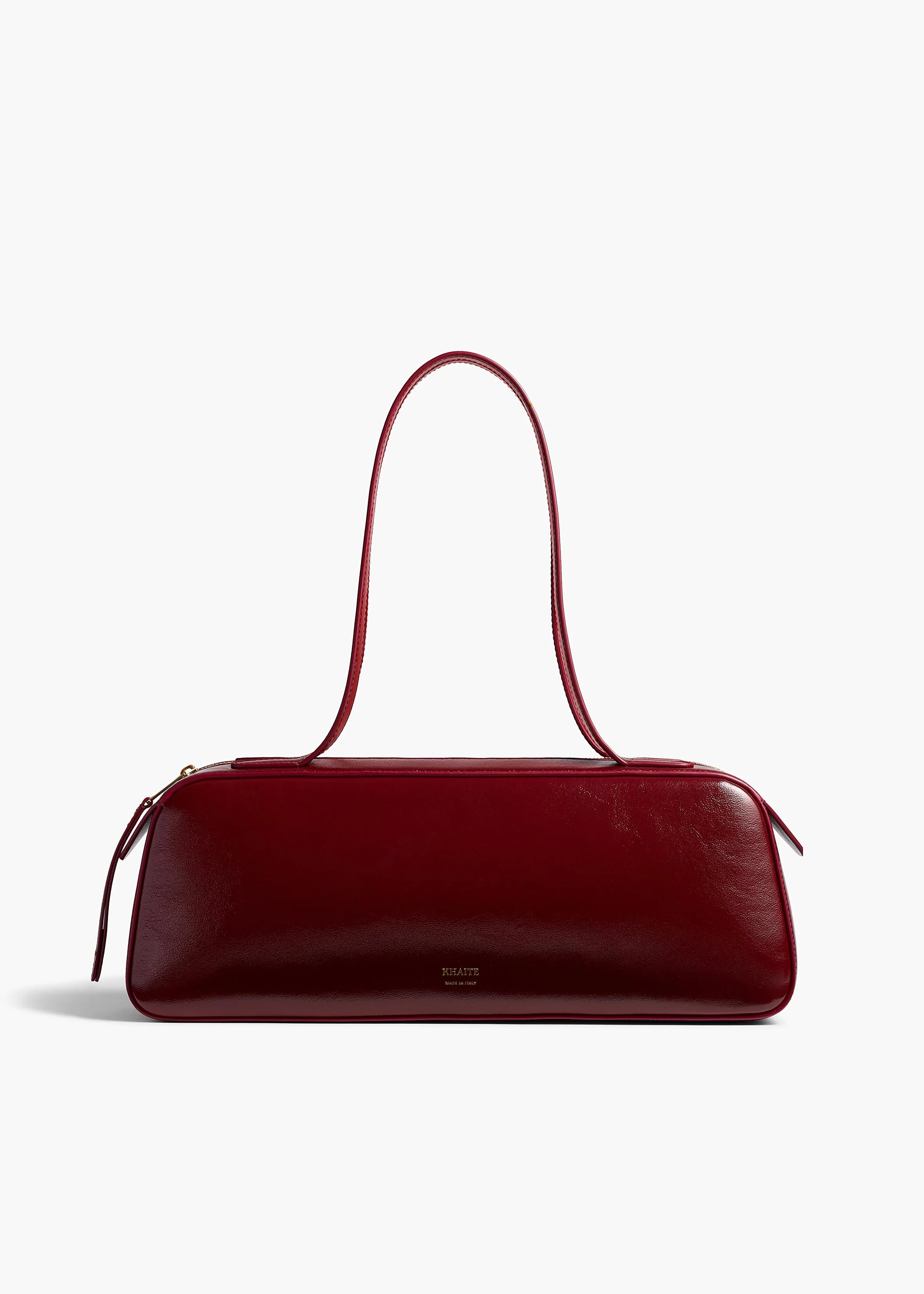 Khaite - Simona Shoulder Bag in Oxblood Crackle Patent Leather