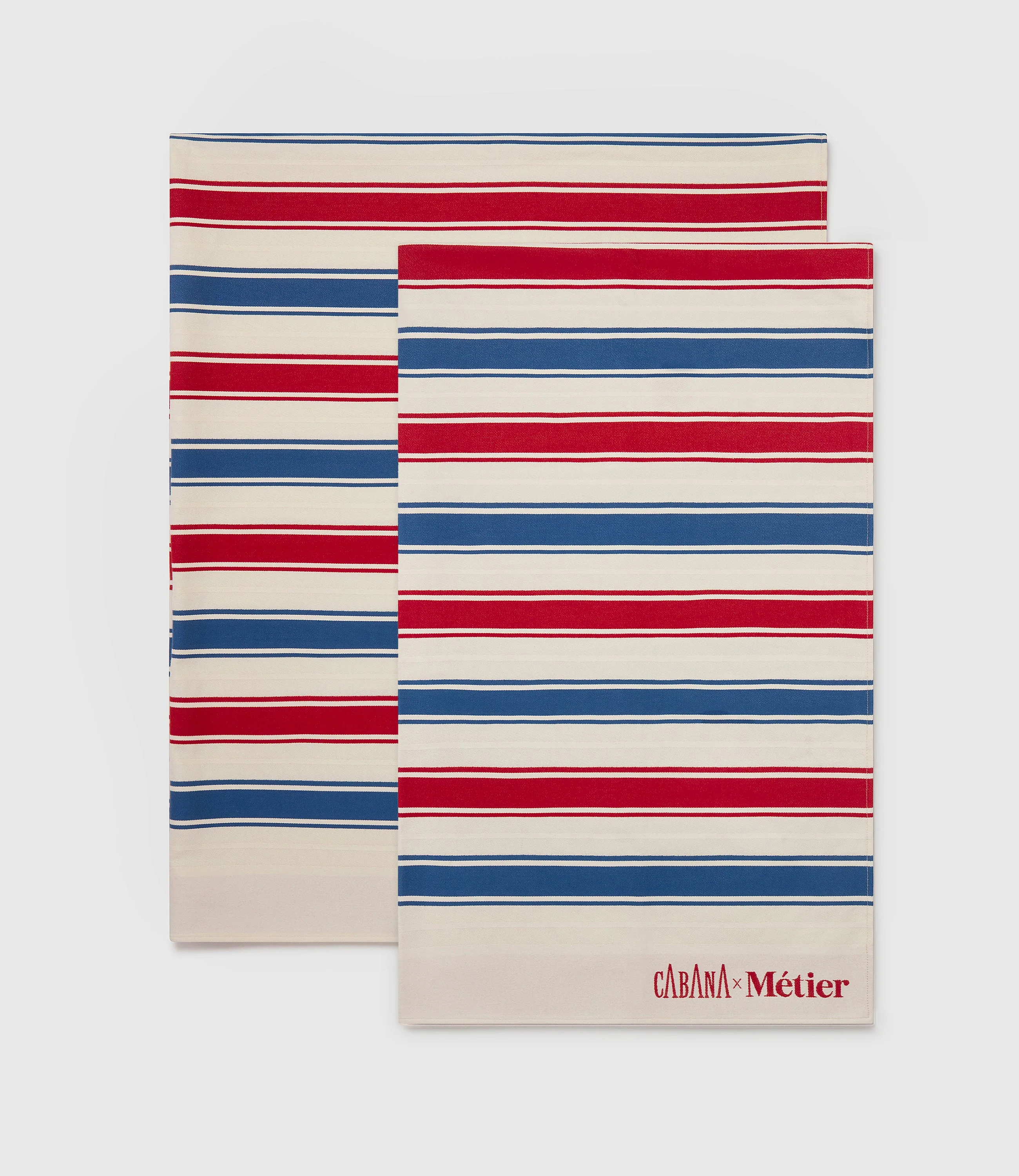 Metier - Small Beach Blanket Sustainable Cotton Red and Blue Stripe - Image 3