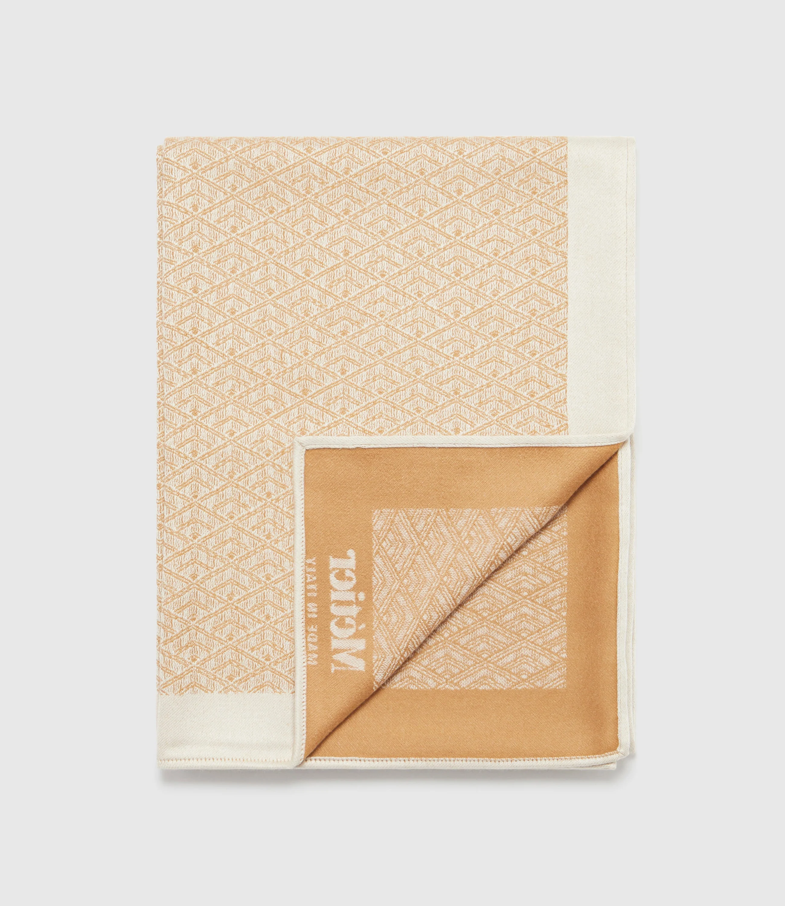 Metier - Small Cashmere Throw Camel and White Sand - Image 2