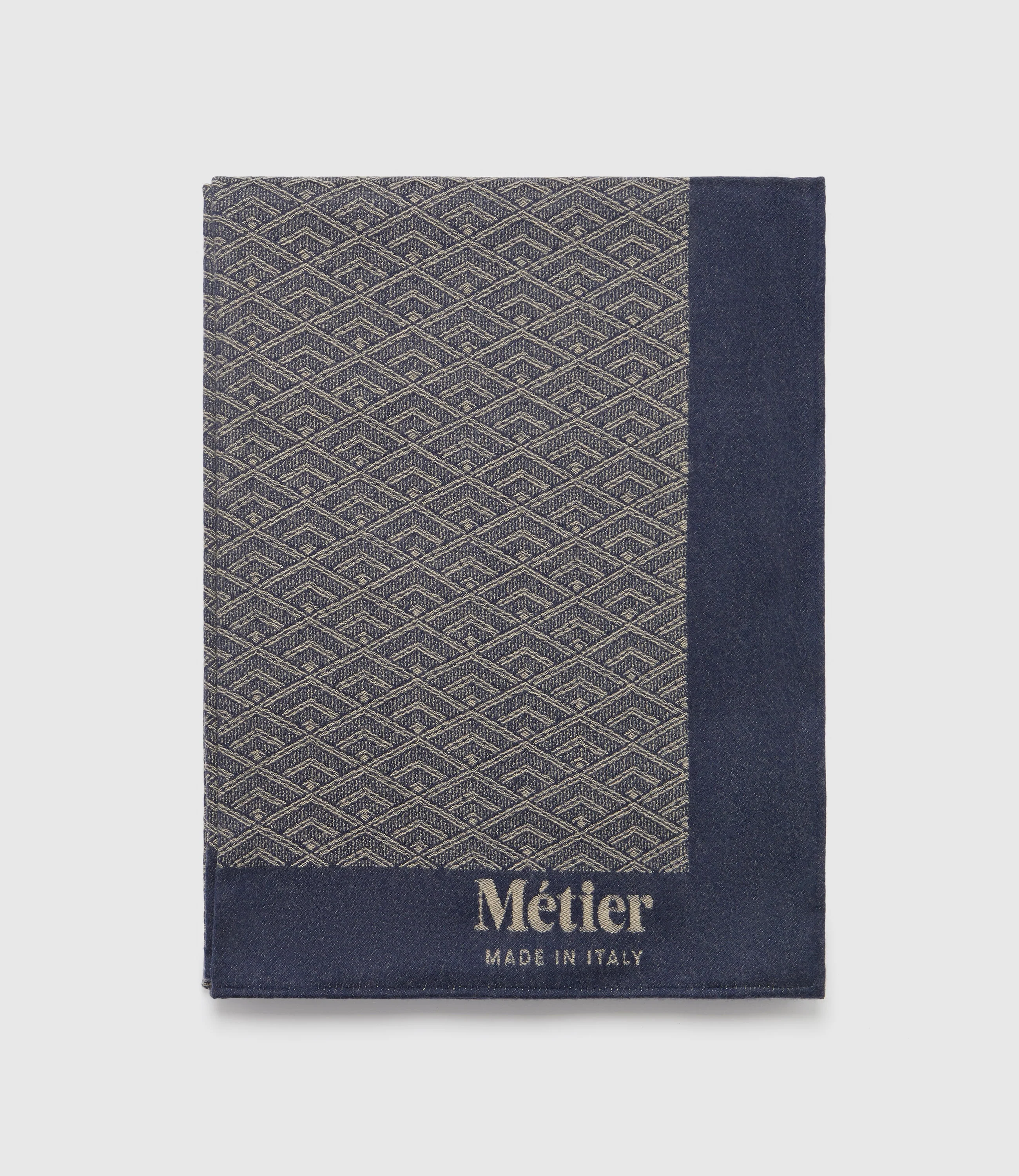 Metier - Small Cashmere Throw Navy and Natural