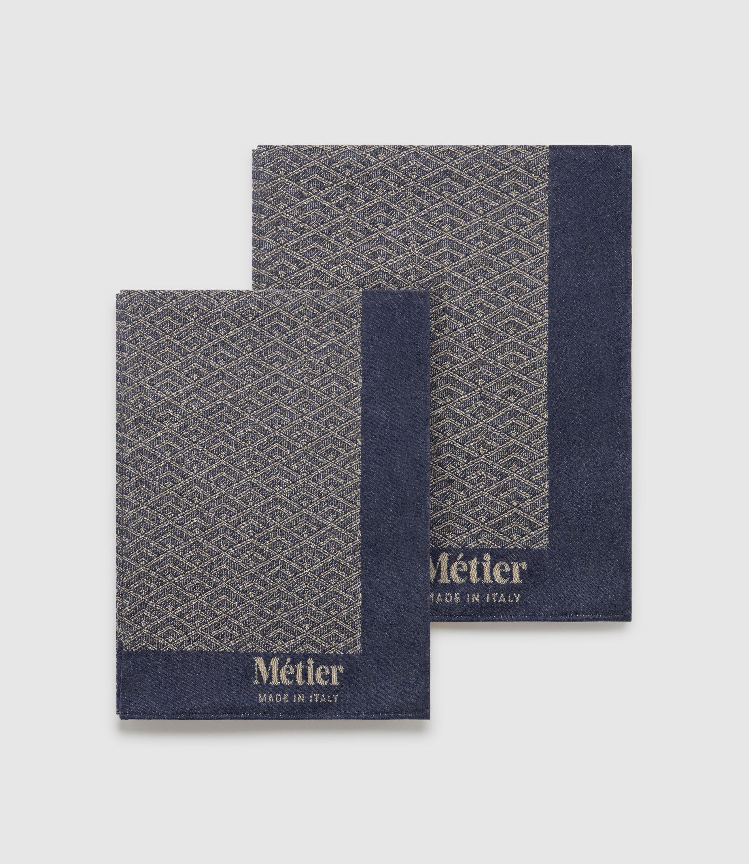 Metier - Small Cashmere Throw Navy and Natural - Image 6