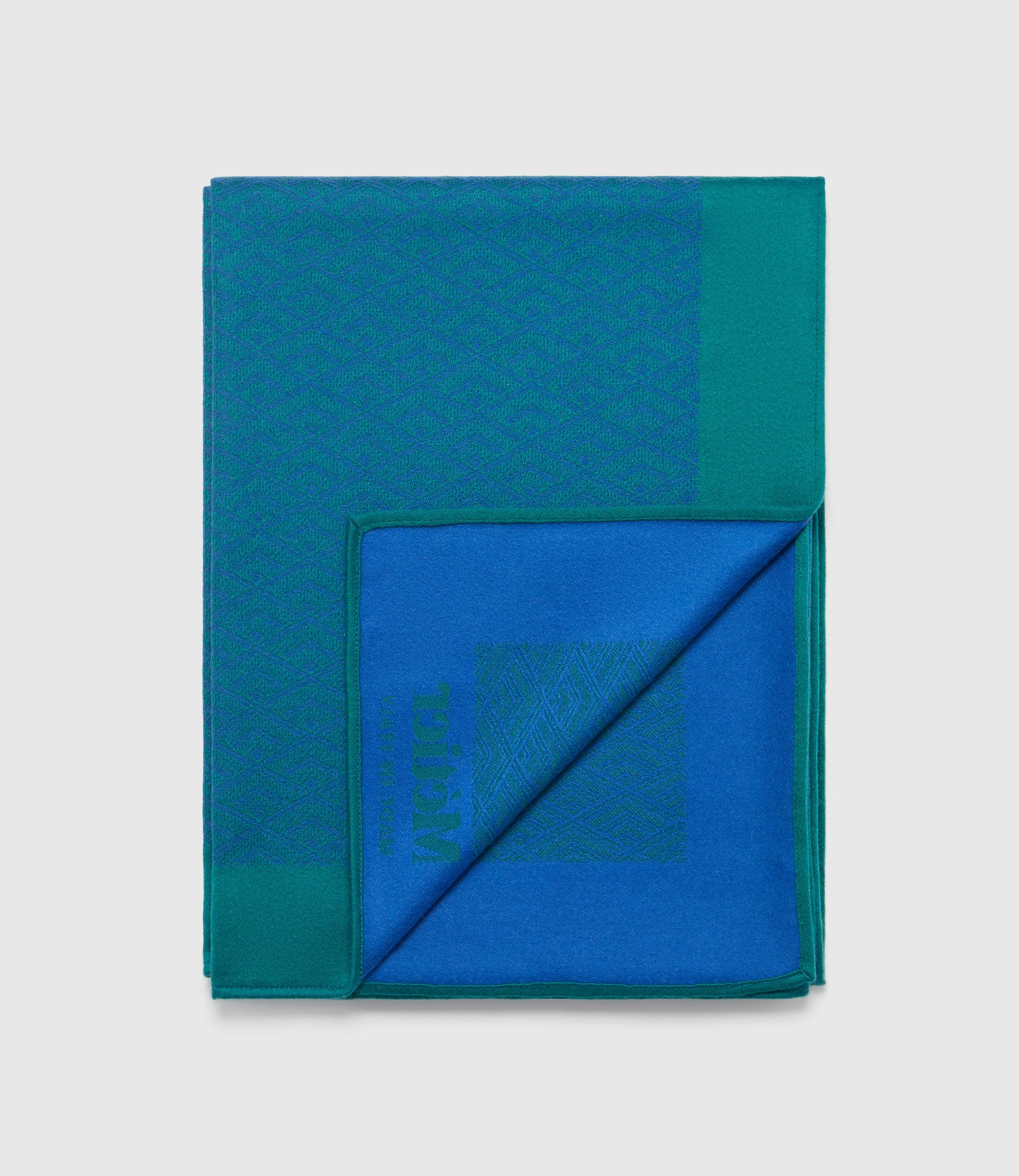 Metier - Small Cashmere Throw Yves Blue and Emerald - Image 2