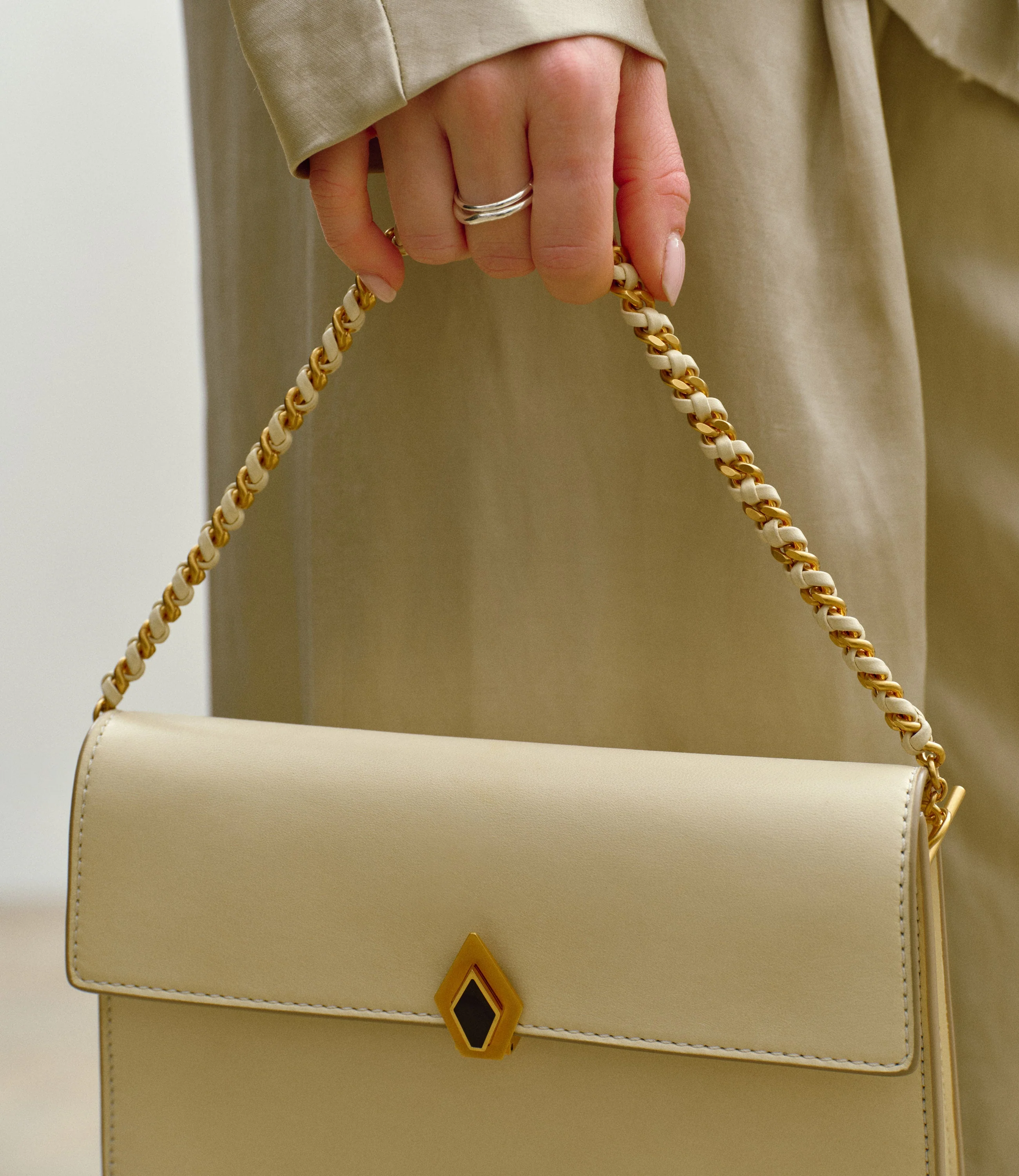 Metier - Small Chain Strap Buttery Nappa Crème with Gold Hardware - Image 2