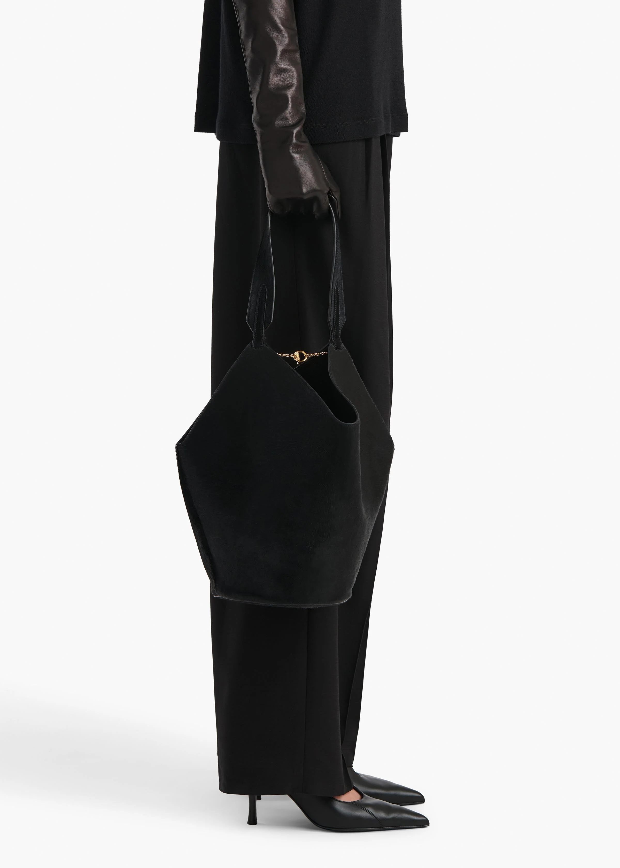 Khaite - Small Lotus Tote in Black Haircalf - Image 5