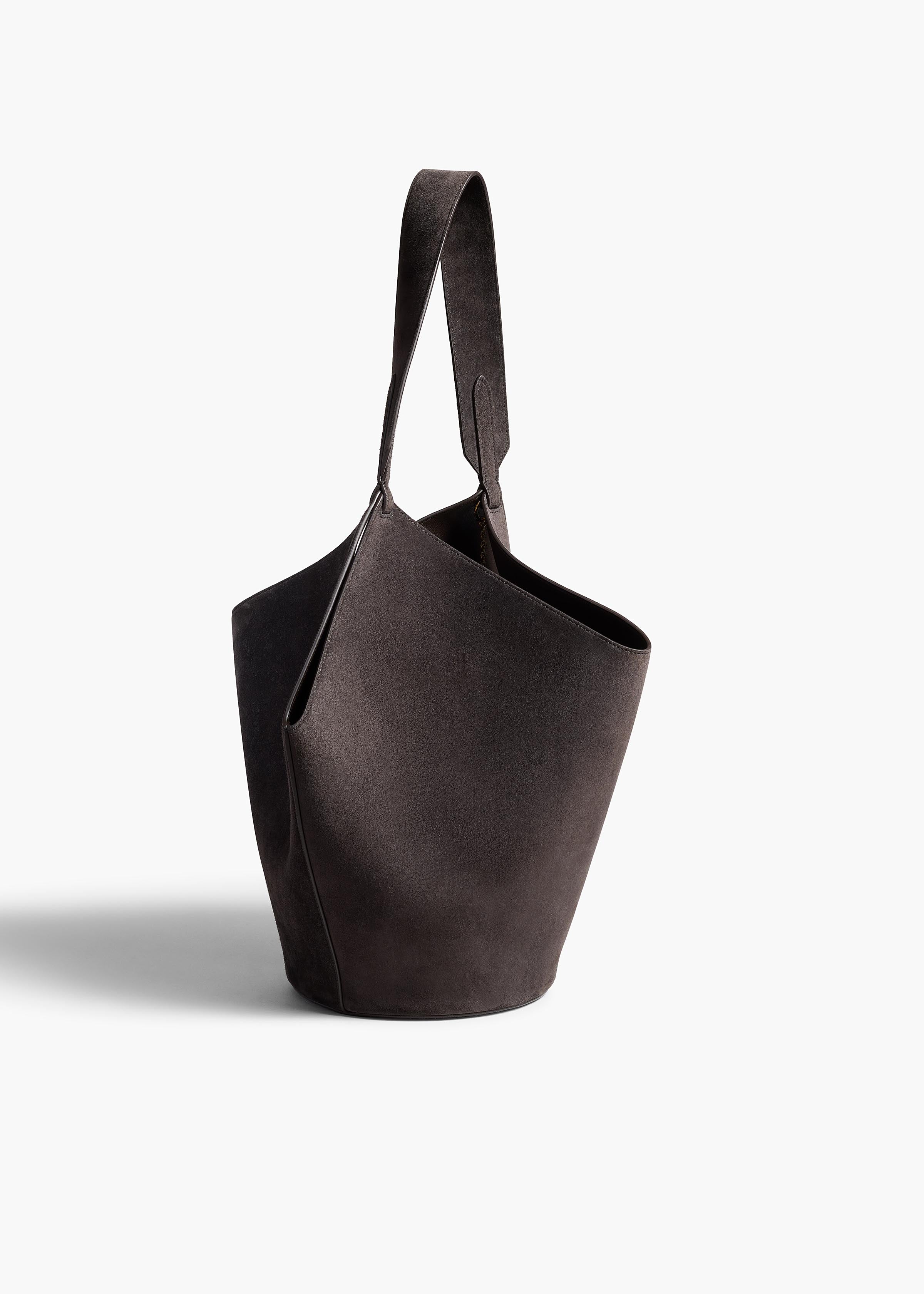 Khaite - Small Lotus Tote in Dark Brown Suede - Image 2