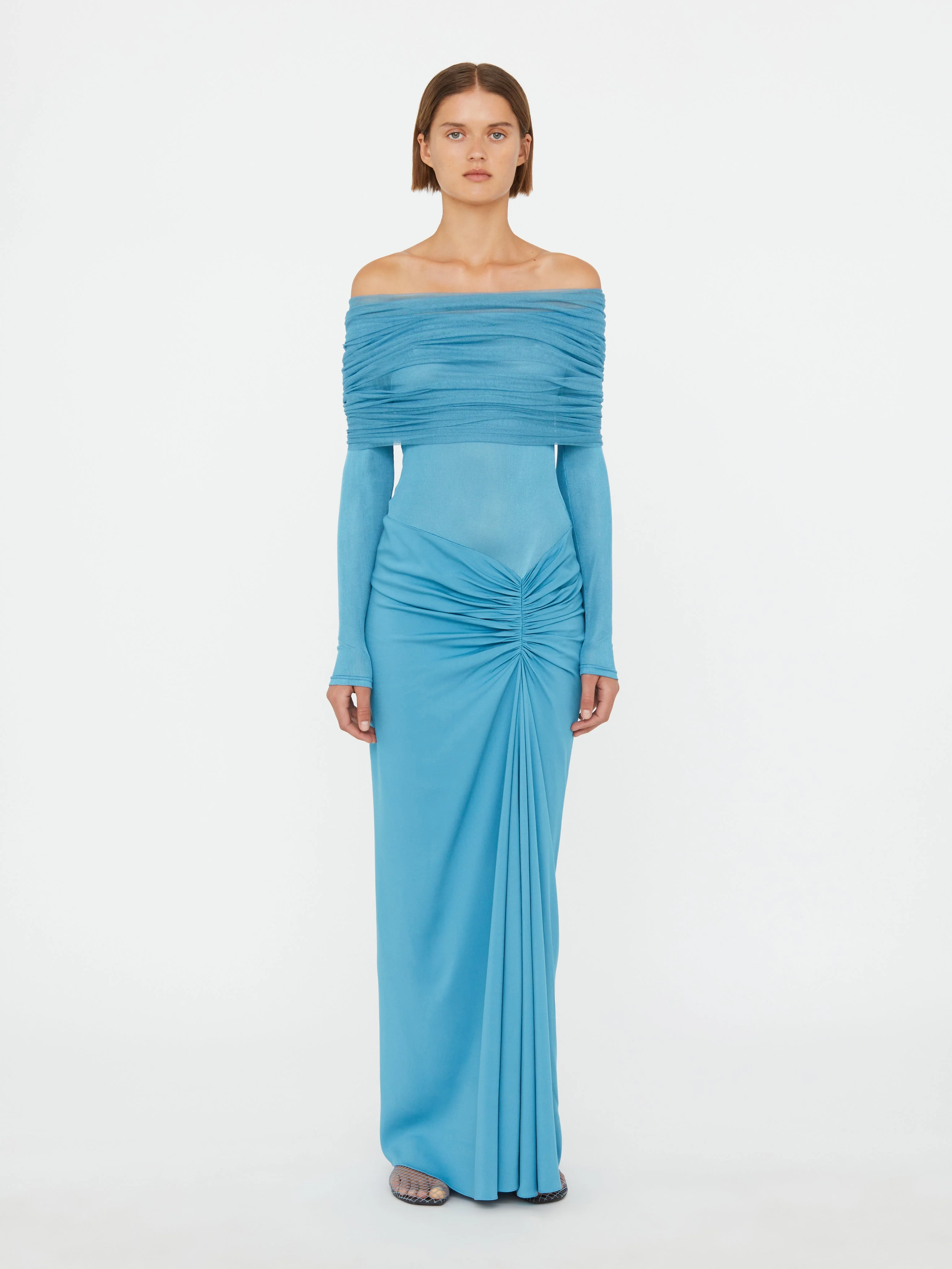 Christopher Esber - Sonora Veiled Long Sleeve Ruched Dress