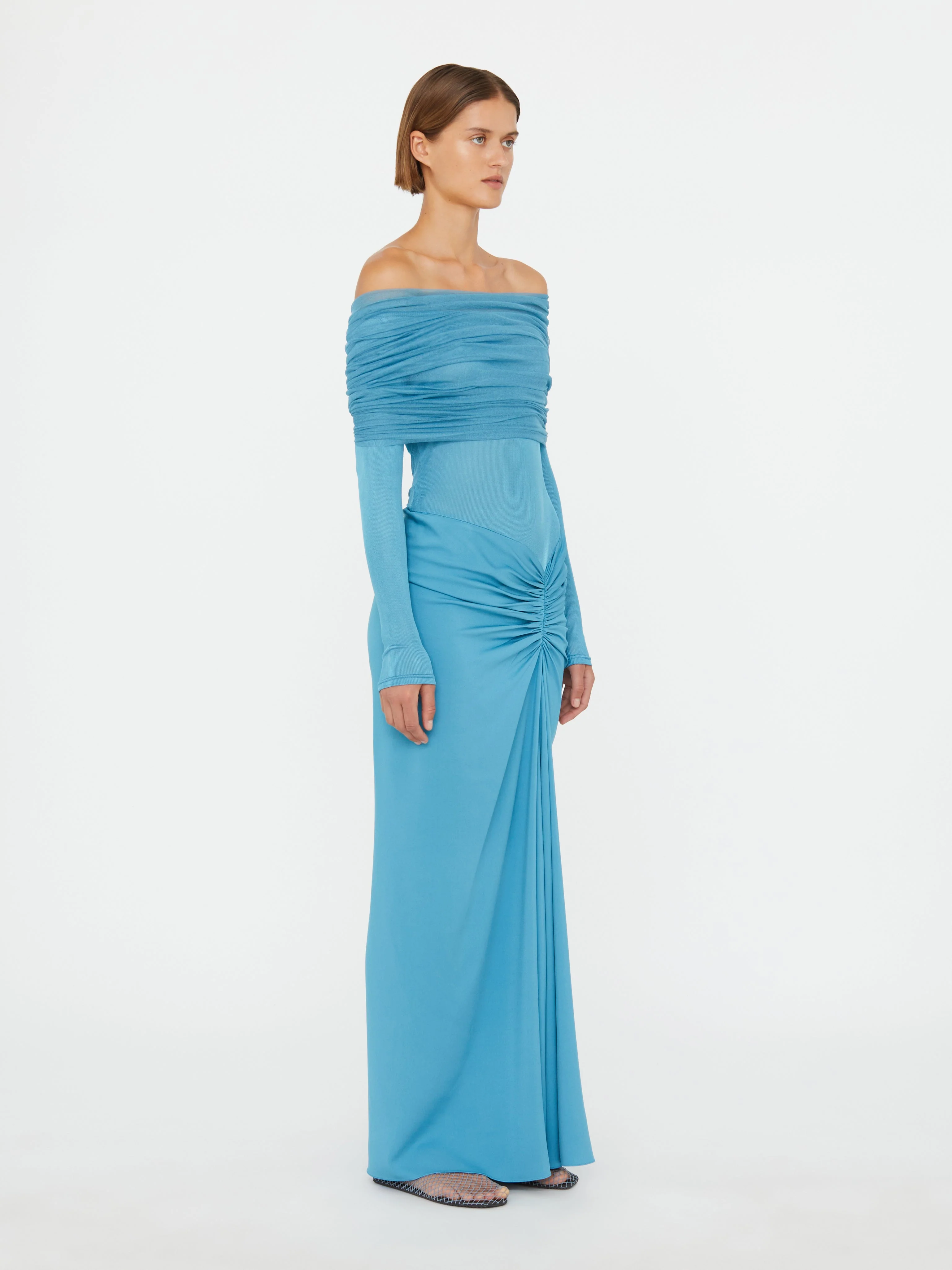 Christopher Esber - Sonora Veiled Long Sleeve Ruched Dress - Image 3