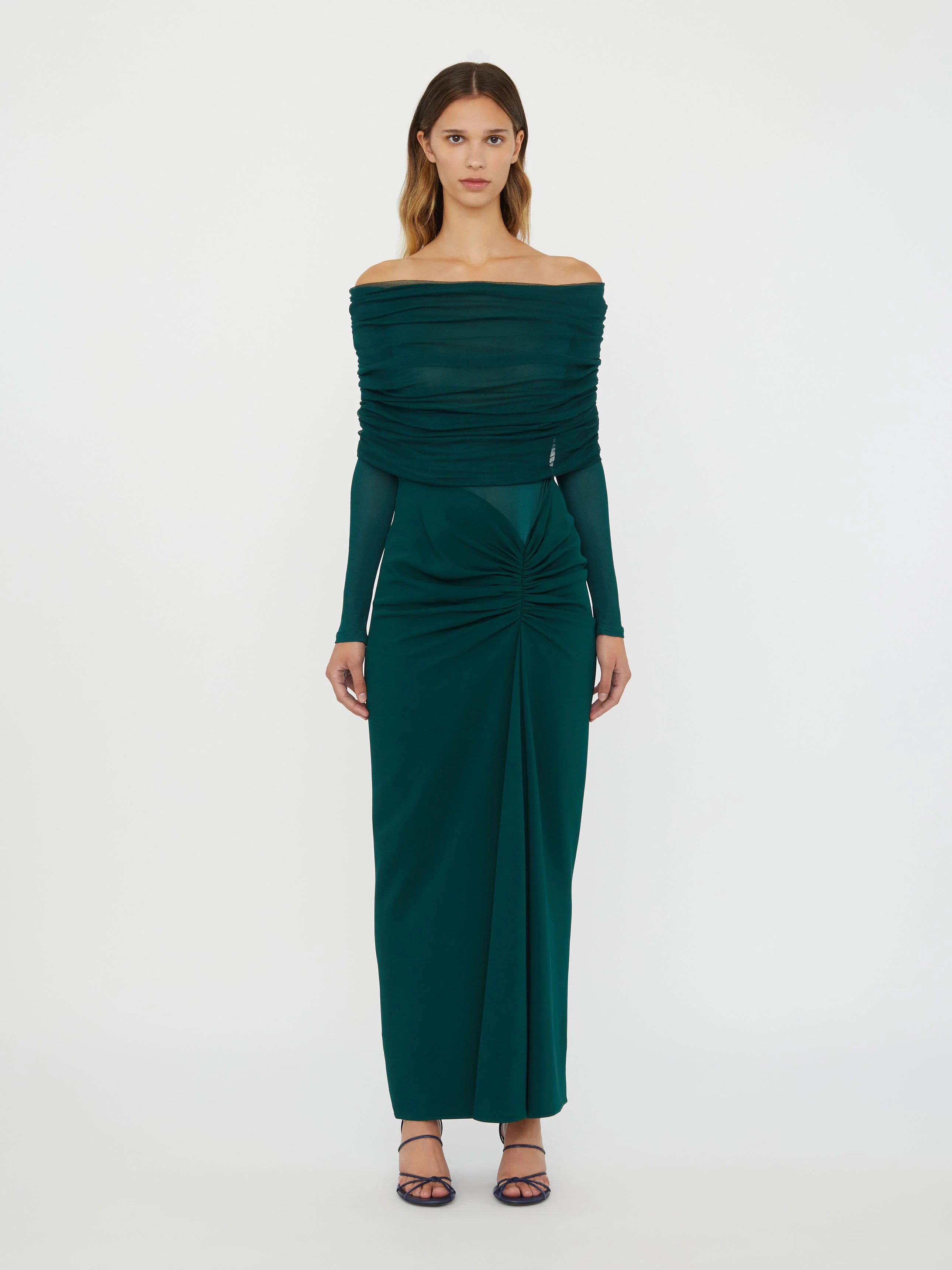 Christopher Esber - Sonora Veiled Long Sleeve Ruched Dress