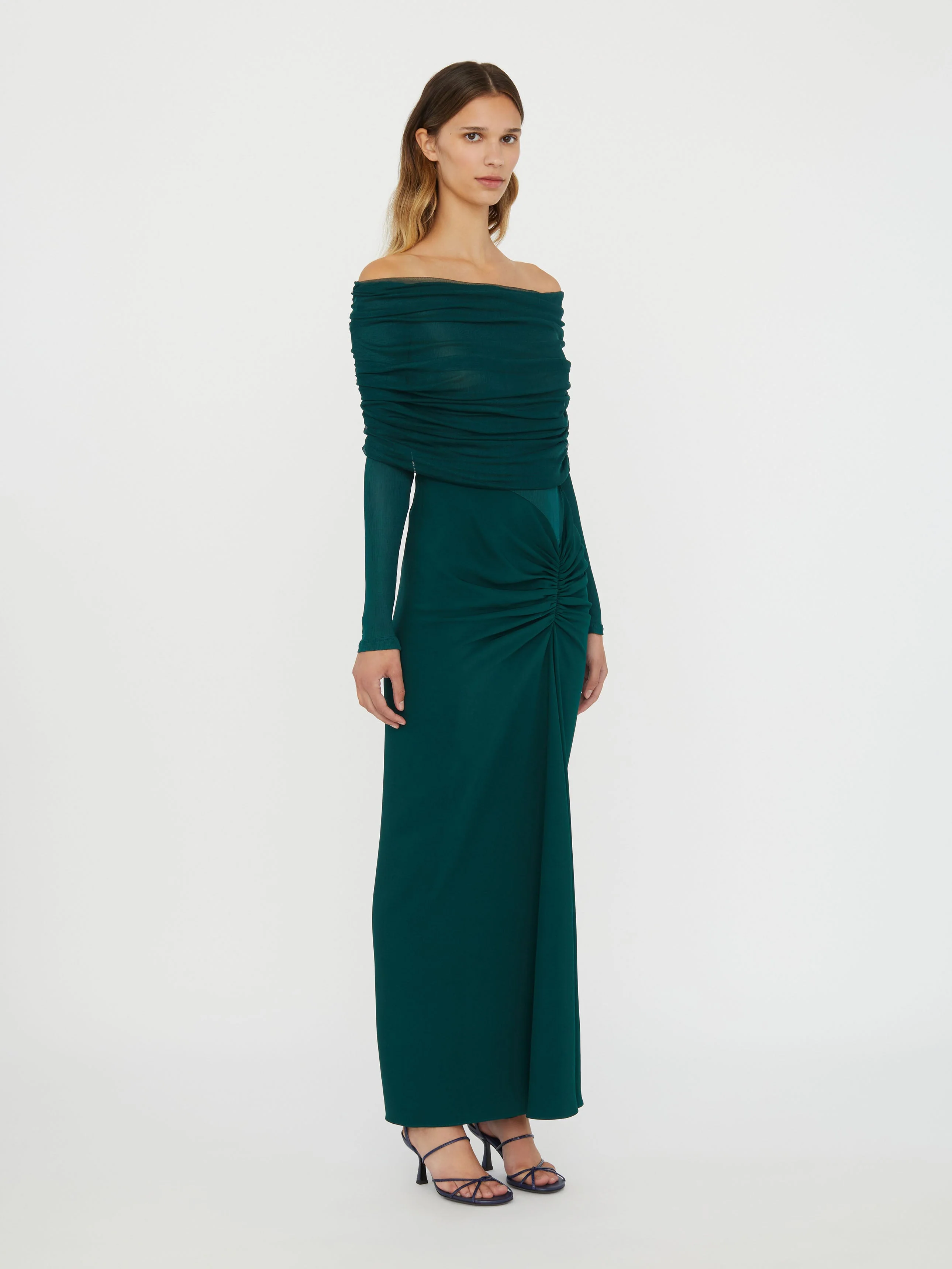Christopher Esber - Sonora Veiled Long Sleeve Ruched Dress - Image 2