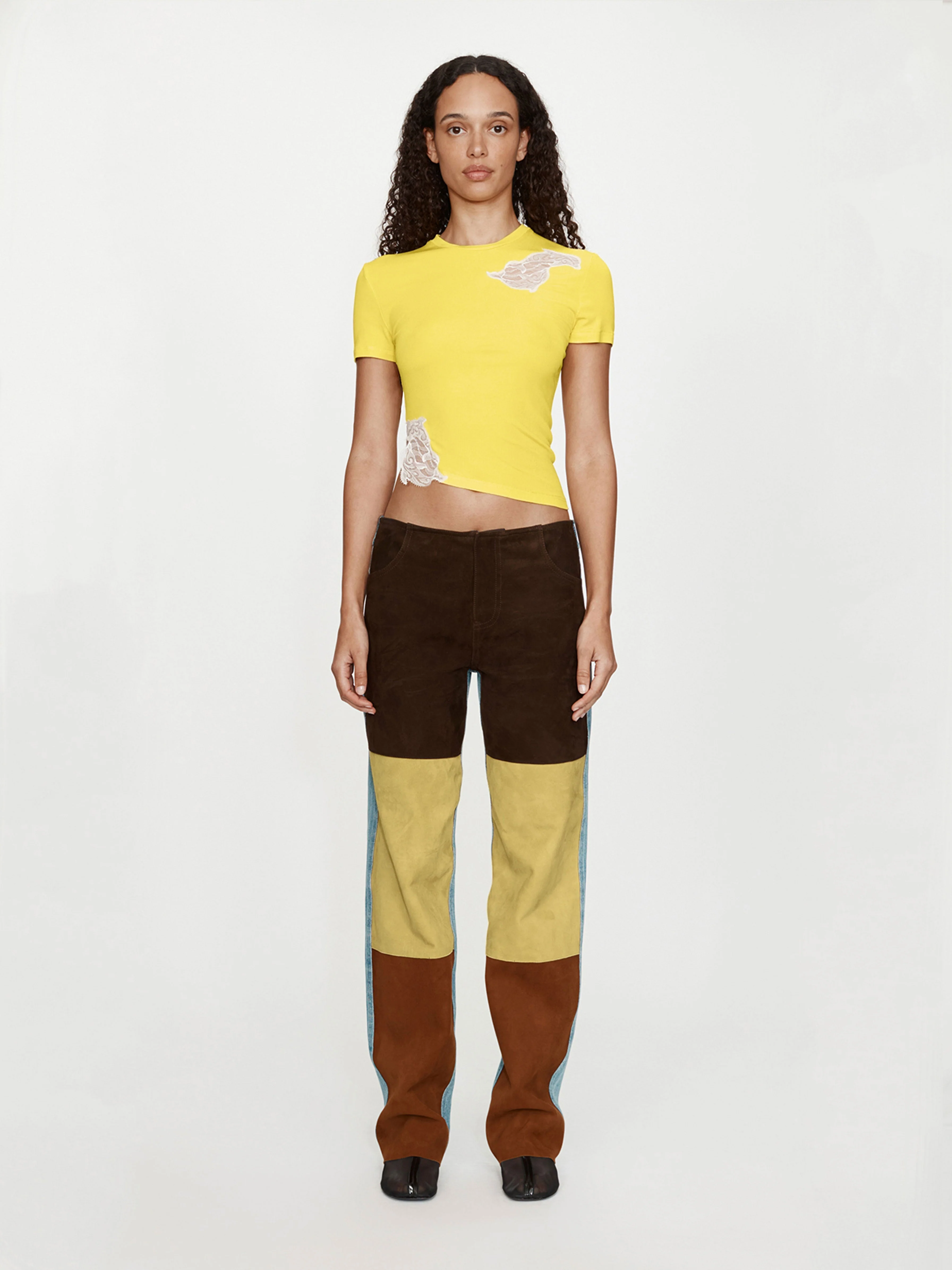 Christopher Esber - Spliced Suede Denim Jean