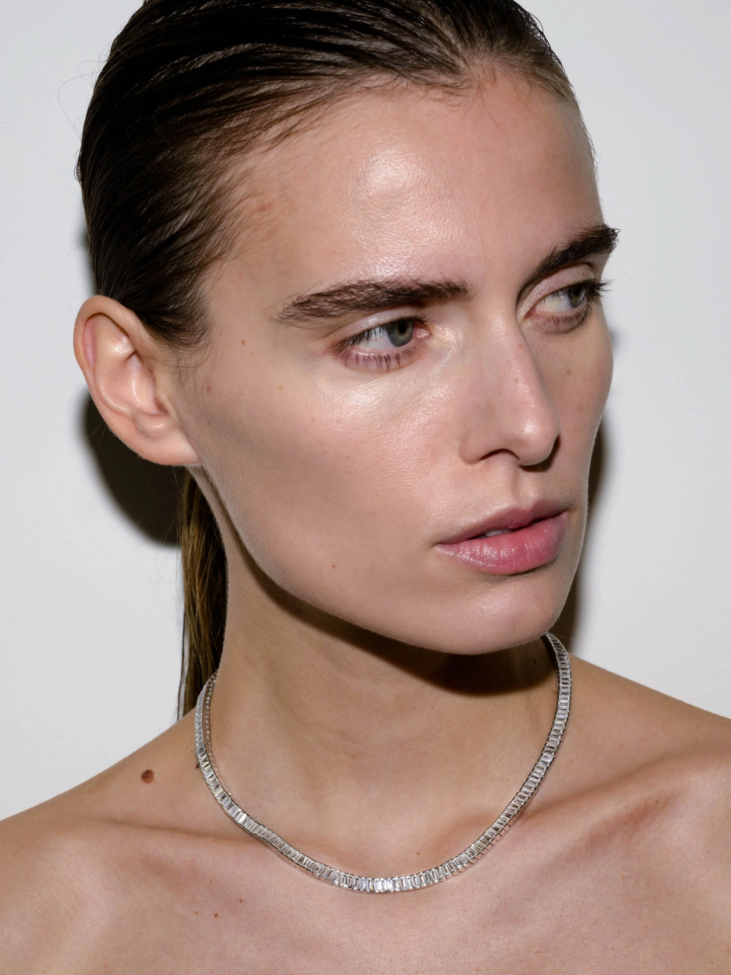 Dorsey - PETITE BESSETTE RIVIÈRE NECKLACE IN LAB WHITE SAPPHIRE - Image 3