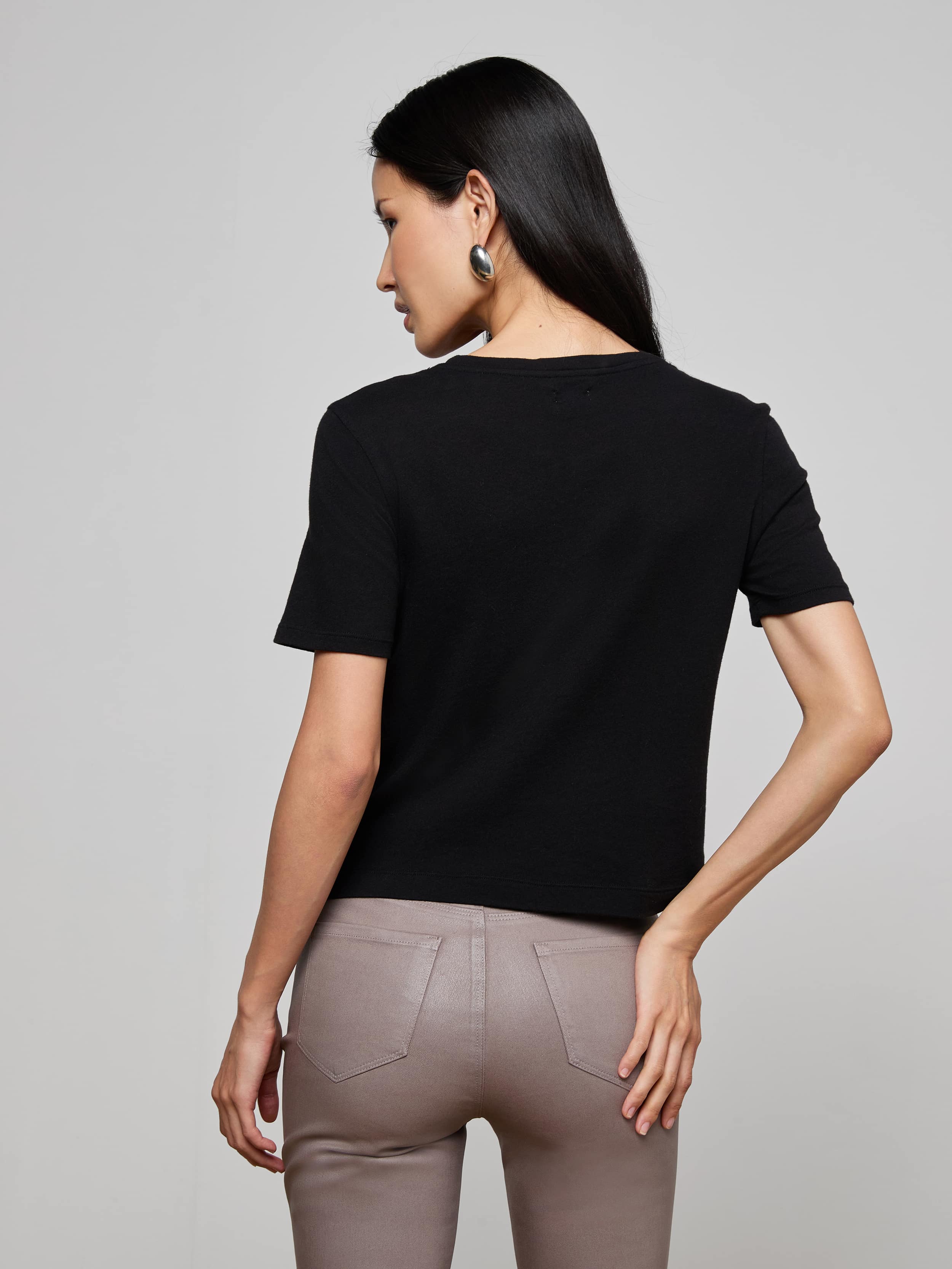 L'AGENCE - Stormy Cropped Cotton Tee - Image 10
