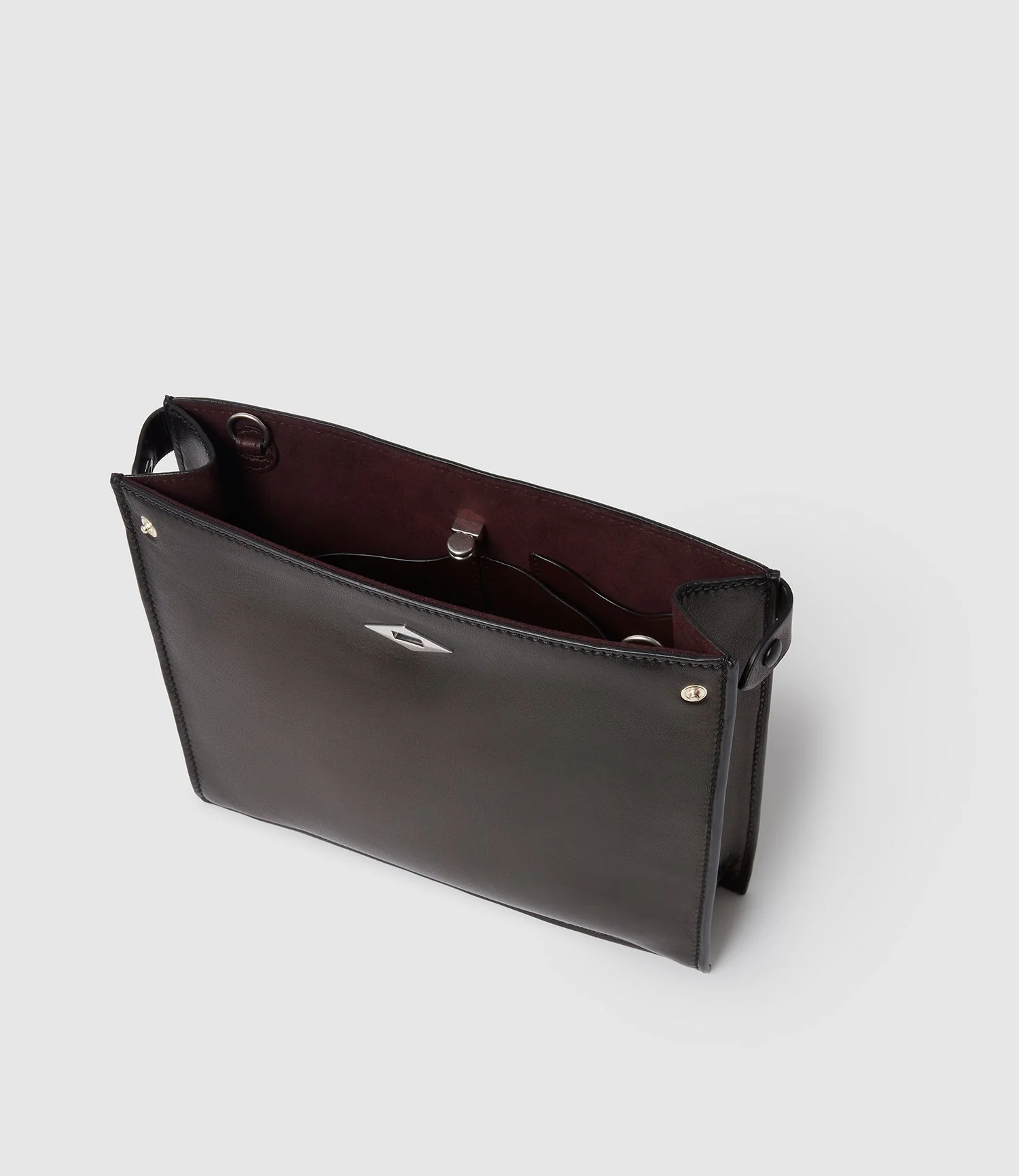 Metier - Stowaway Crossbody Buttery Nappa Black with Silver Hardware - Image 3