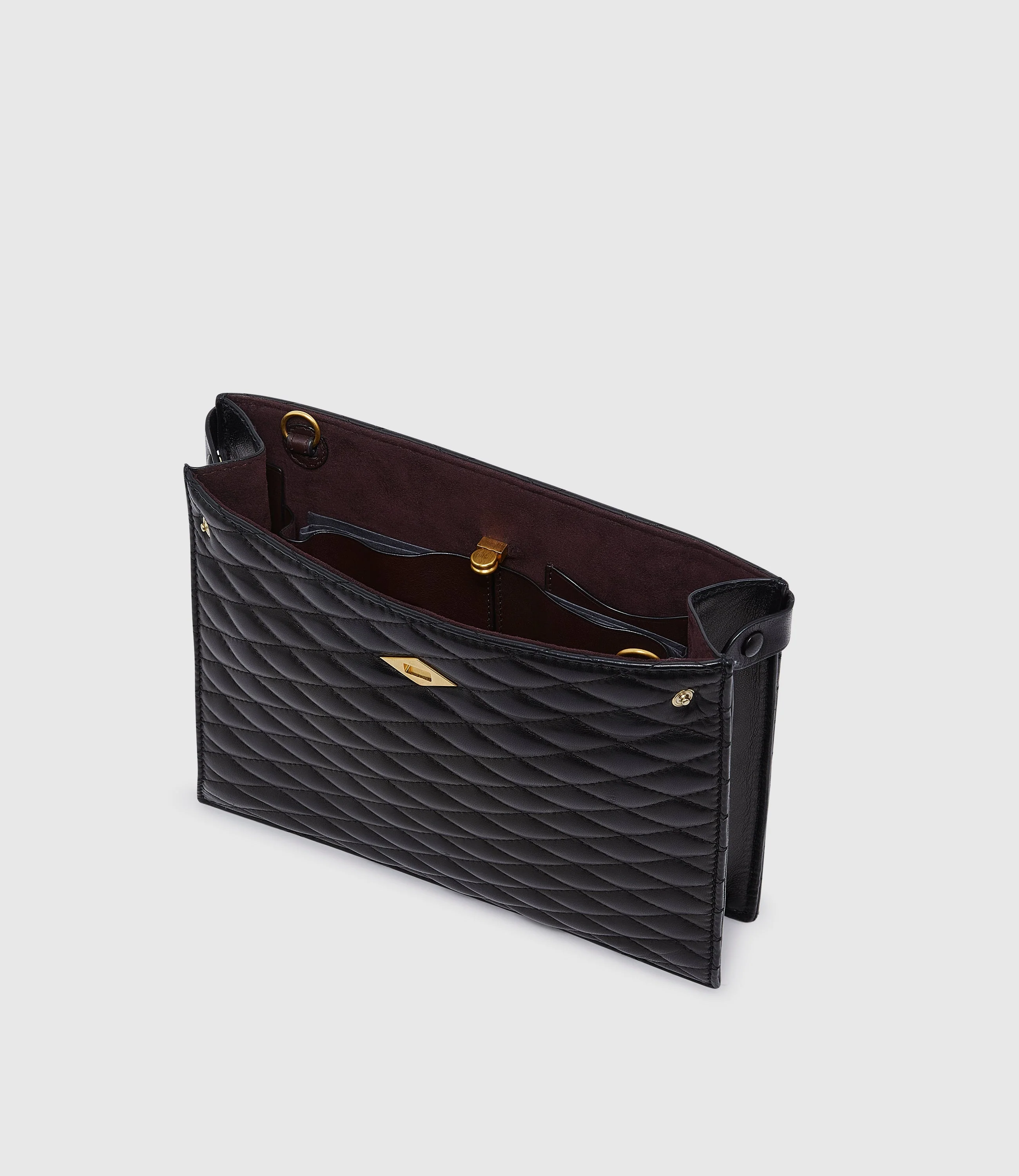 Metier - Stowaway Crossbody Nappa Diamond Quilt Black - Image 3