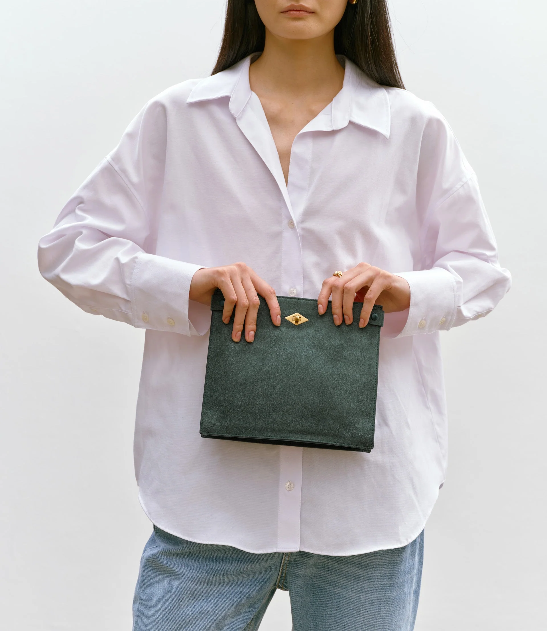 Metier - Stowaway Crossbody Suede Emerald - Image 5