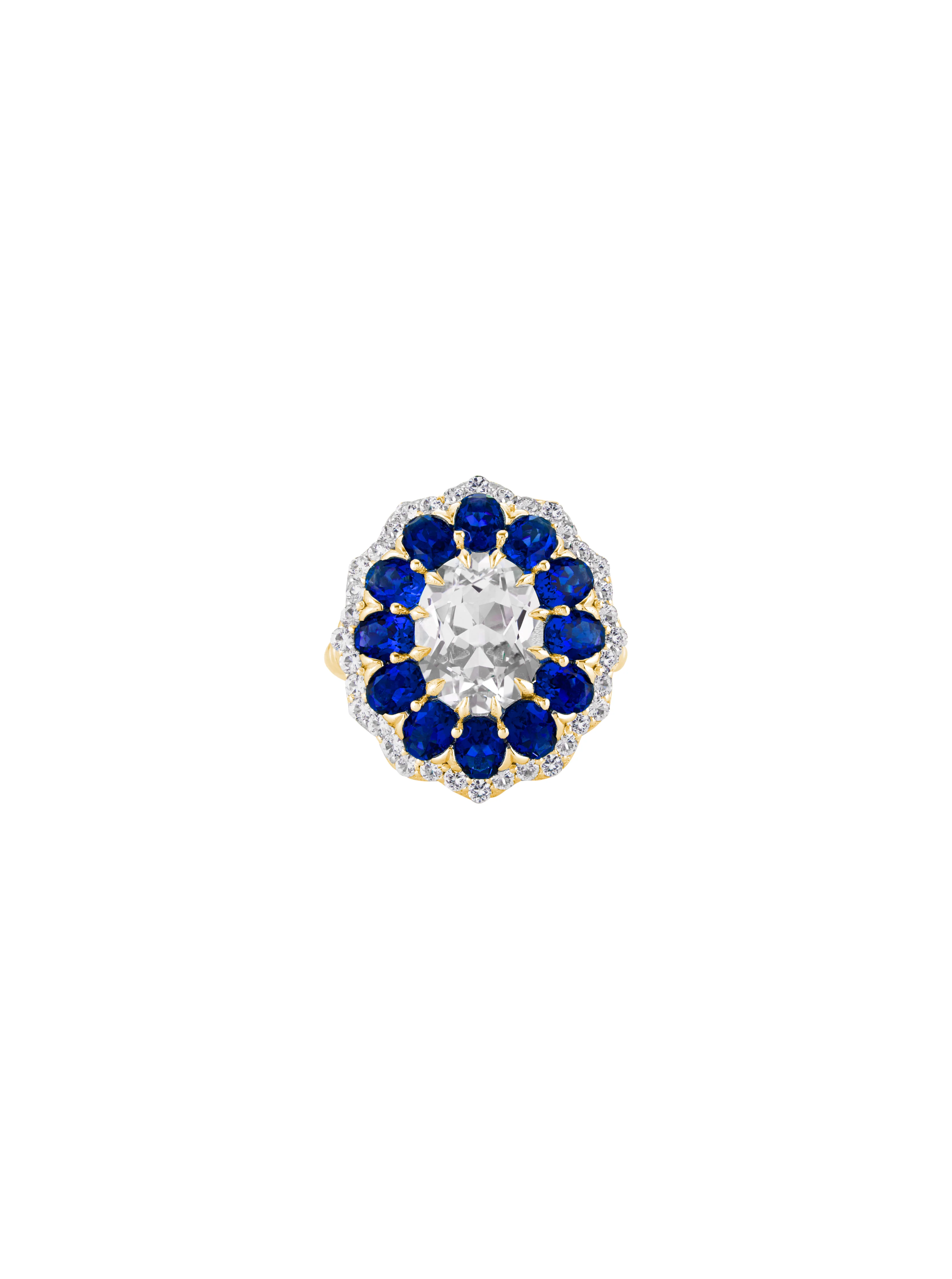 Dorsey - TATE LAB WHITE AND BLUE SAPPHIRE RING, GOLD